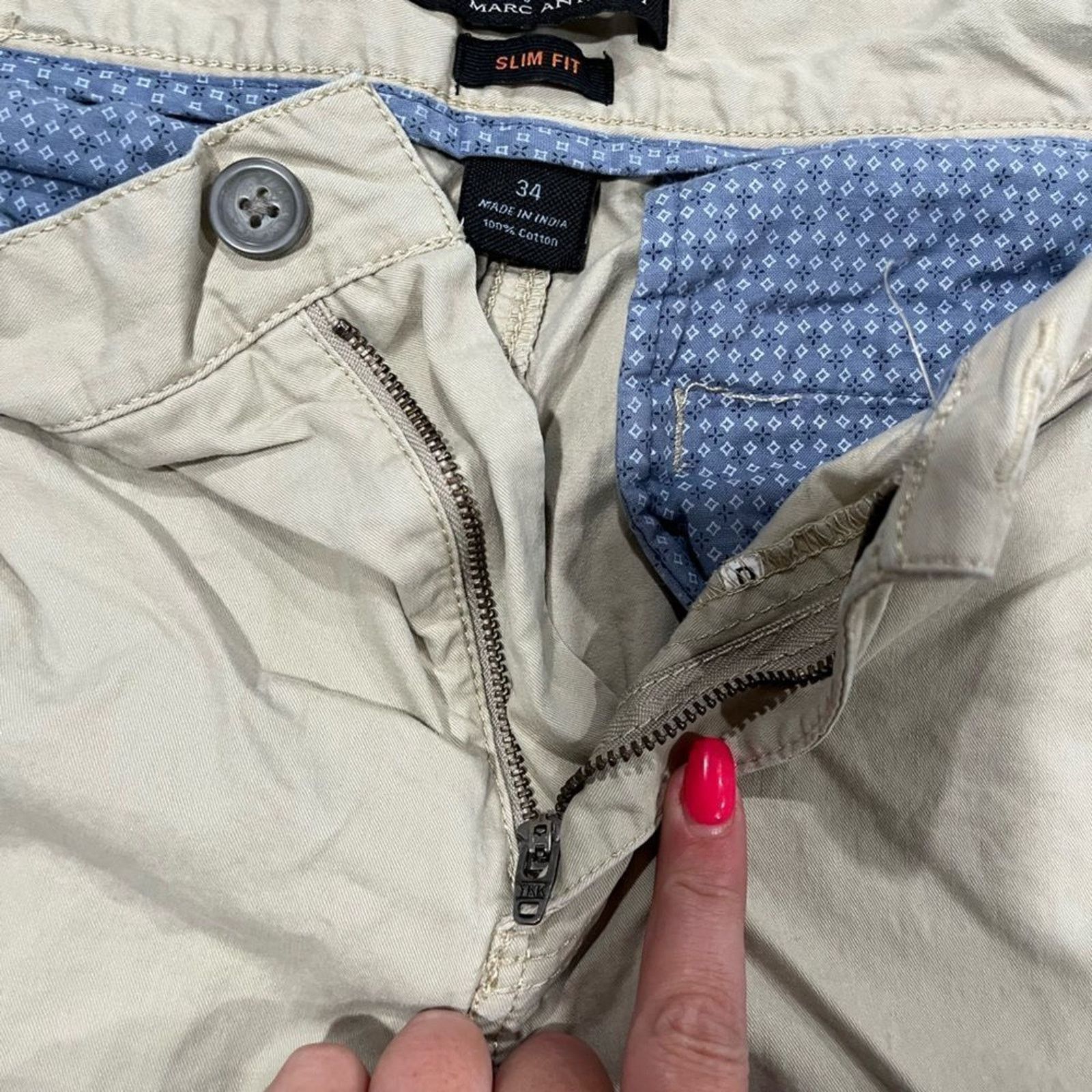 Vintage Mark Anthony Mens Chino Shorts Slim Fit Mid Rise Size 34 Size 34" / US 12 / IT 48 - 2 Thumbnail
