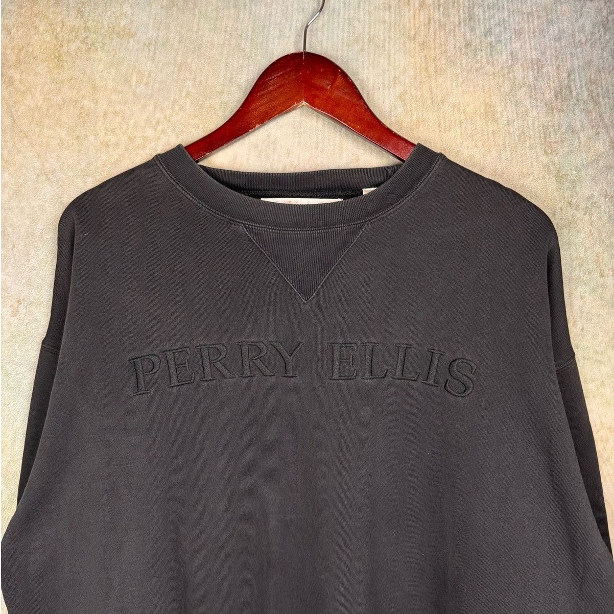 Perry Ellis × Vintage VTG 90s Perry Ellis Crewneck Sweatshirt Sz L Black Size US L / EU 52-54 / 3 - 5 Thumbnail