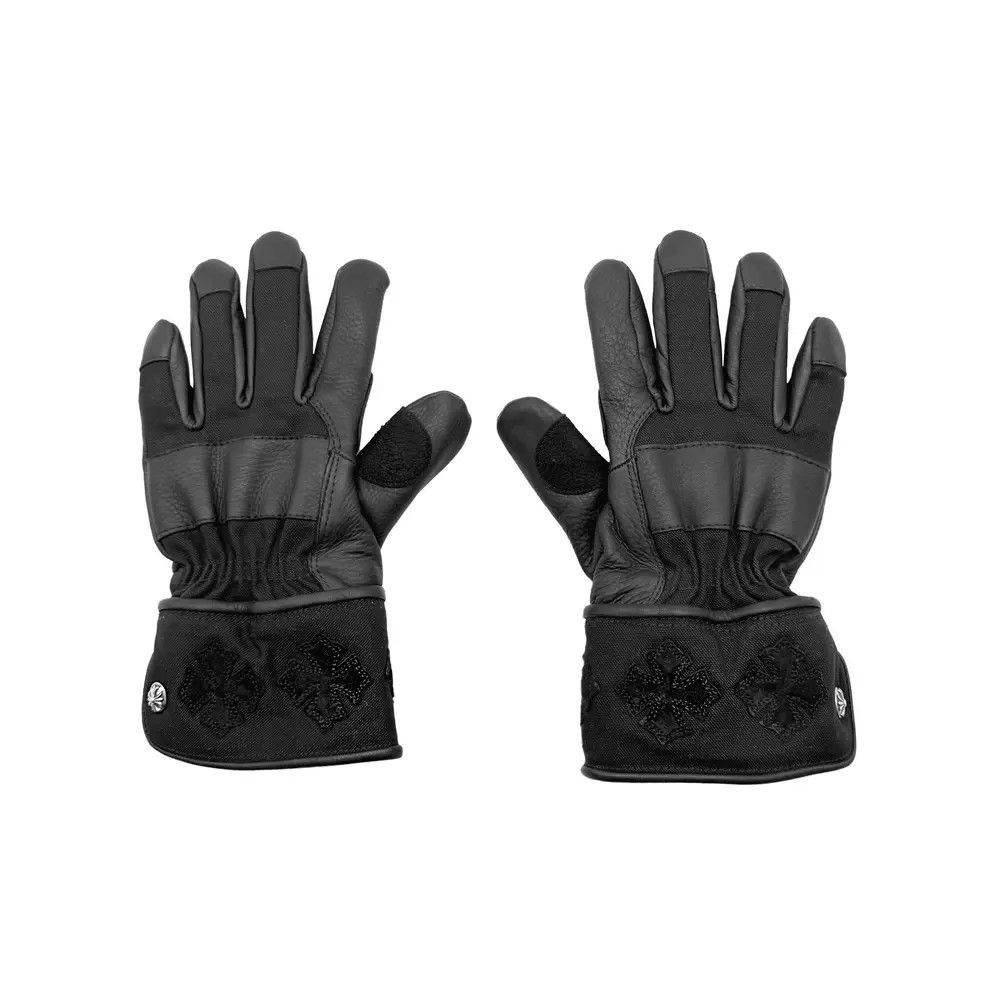 Chrome Hearts Chrome Hearts Silver Button Suede Cross Motorcycle Gloves Size ONE SIZE - 1 Thumbnail