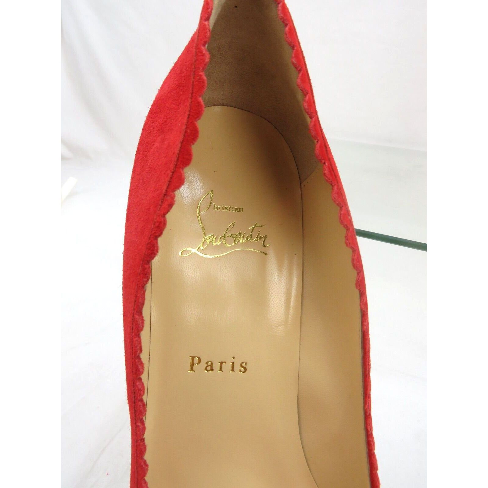 Christian Louboutin SCALOPUMP 85 RED SUEDE LEATHER LACE TIE POINTED TOE PUMPS 40 Size US 10 / IT 40 - 6 Thumbnail