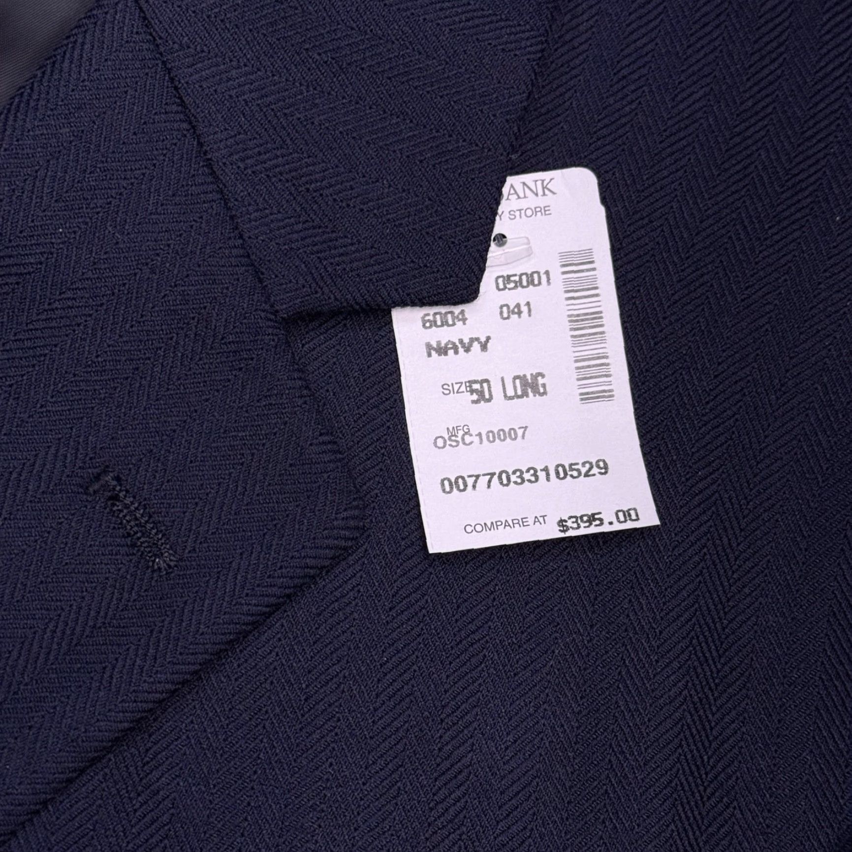 Jos. A. Bank Jos. A. Bank Blazer Men 50 Long Navy Wool Herringbone Classic 2-Button Notch Lapel Wool Lining Tweed Single-Breasted Jacket Coat Indoor Dry Clean Only Size 50R - 4 Thumbnail