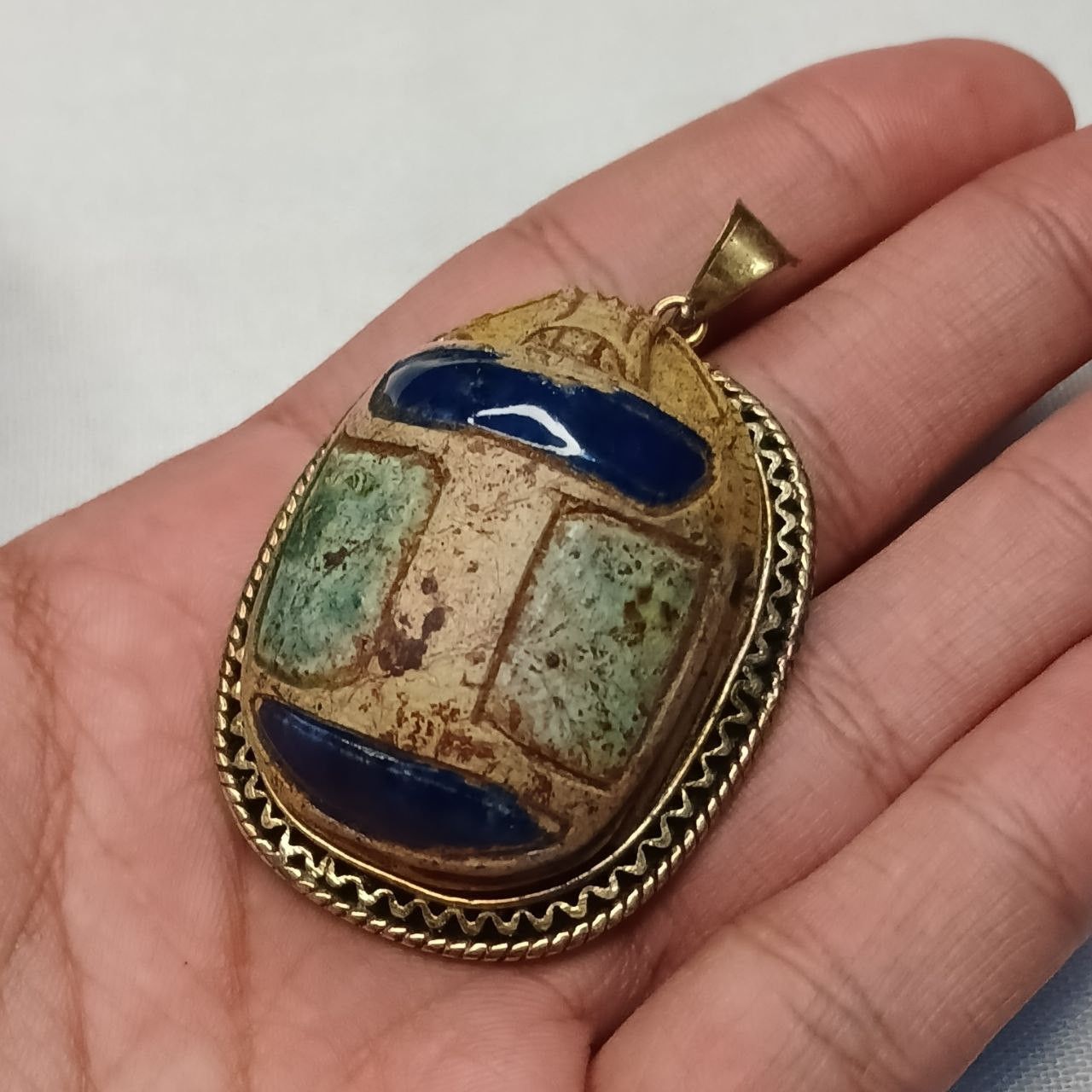 Handmade ANCIENT EGYPTIAN ROYAL Pendant Scarab Pharaonic Amulet . Size ONE SIZE - 2 Thumbnail