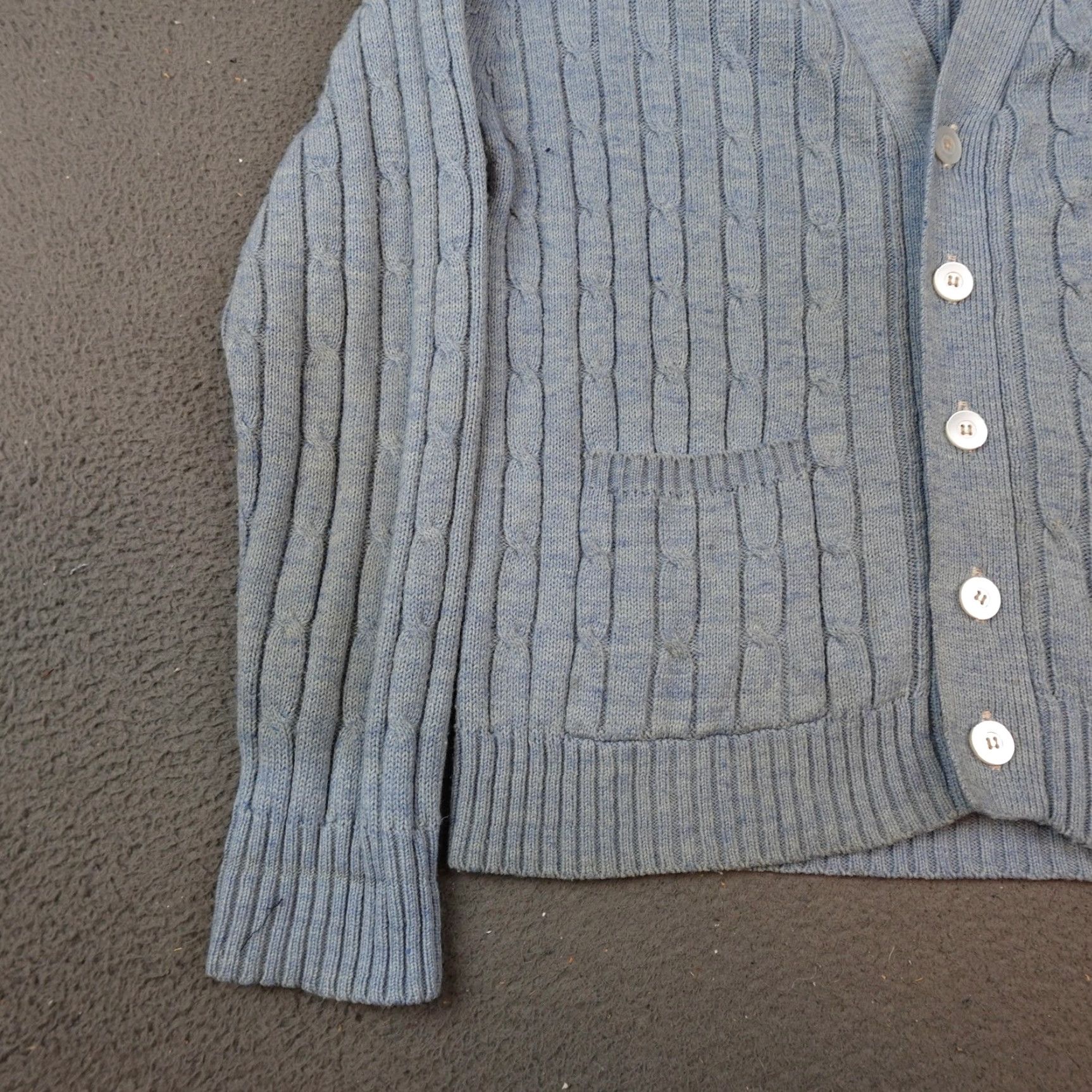 Vintage VINTAGE Cabot Sweater Mens Medium Blue Cable Knit Cardigan Made Taiwan ROC Mens Knit Cardigan Size US M / EU 48-50 / 2 - 3 Thumbnail