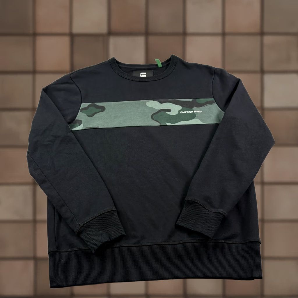 Vintage G Star Raw Sweatshirt Mens Large Black Core Camo Block Crew Neck Pullover Size US L / EU 52-54 / 3 - 1 Thumbnail