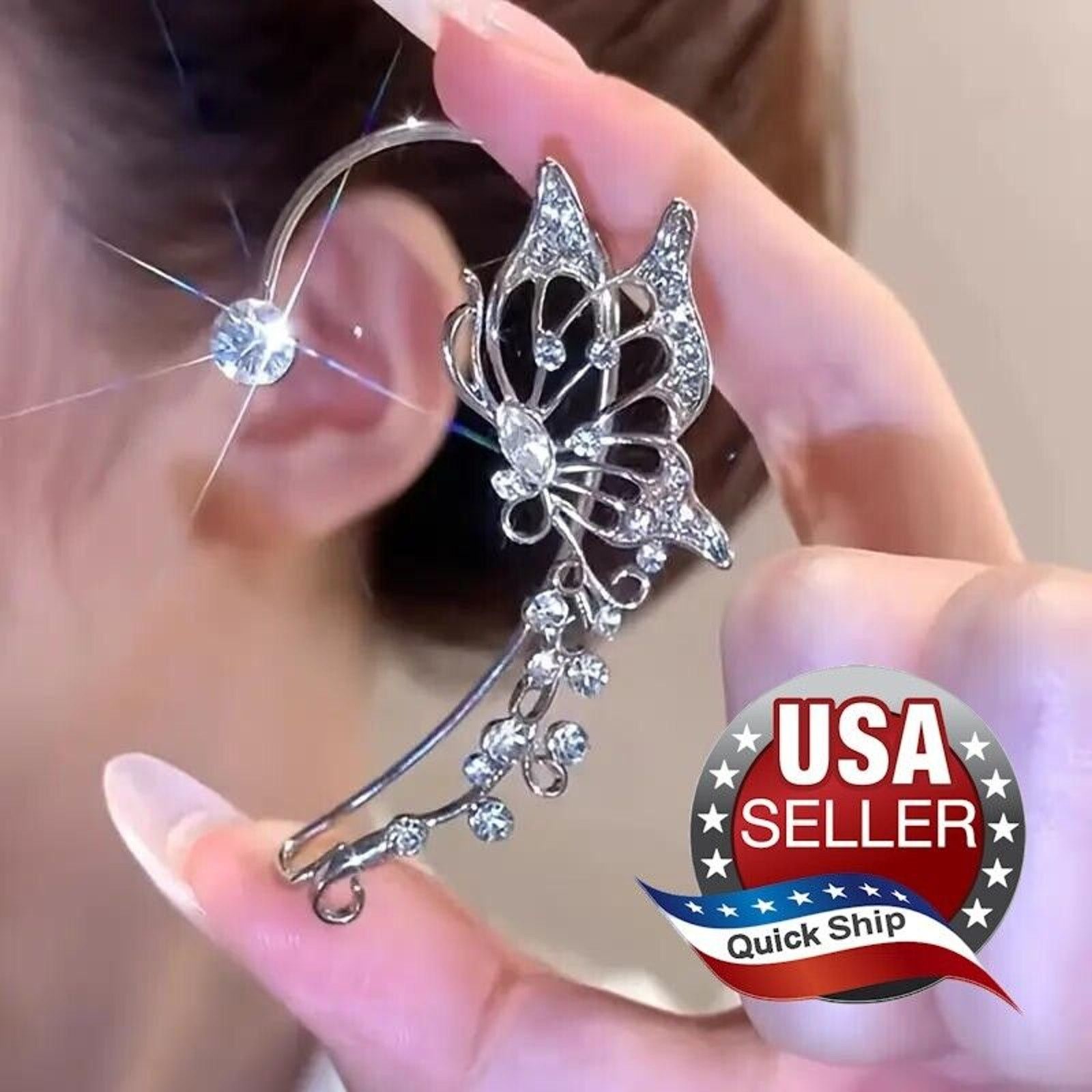 Other Butterfly Earrings • Wrap-Around Over Ear •Zircon • Left Ear Size ONE SIZE - 1 Thumbnail