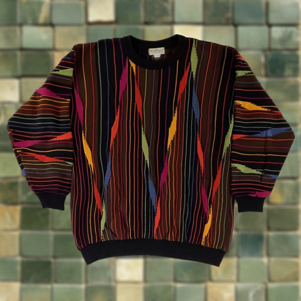 Jim Thompson Norm Thompson Tundra Sweater Coogi-Style 3D Textured Mens XL Multicolor Pullover Biggie Cosby Shirt? Size US XL / EU 56 / 4 - 1 Thumbnail