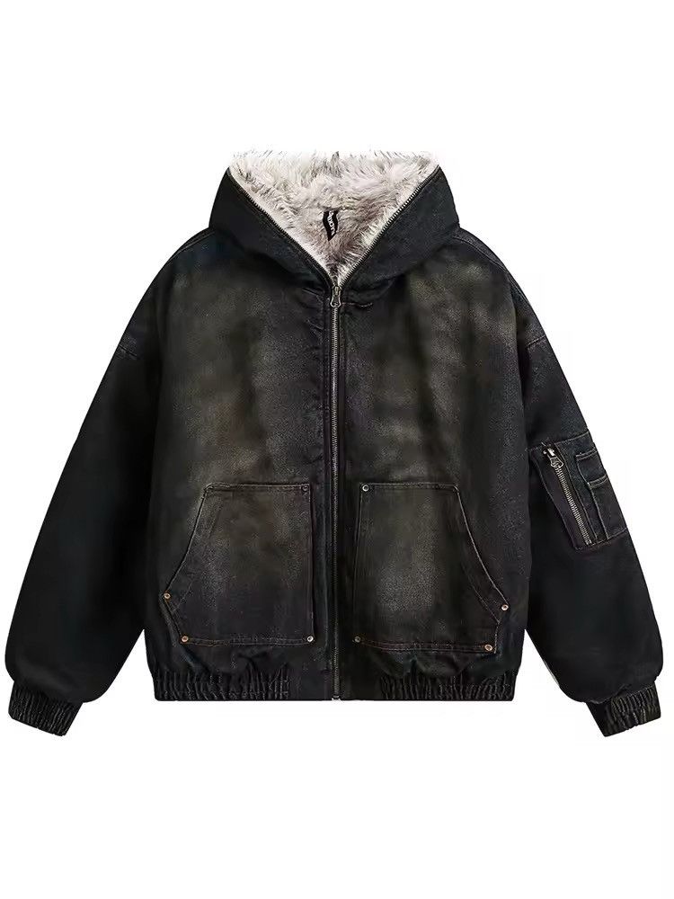 Other Streetwear Washed Retro Patchwork Zipper Winter Jacket Size US XL / EU 56 / 4 - 2 Thumbnail
