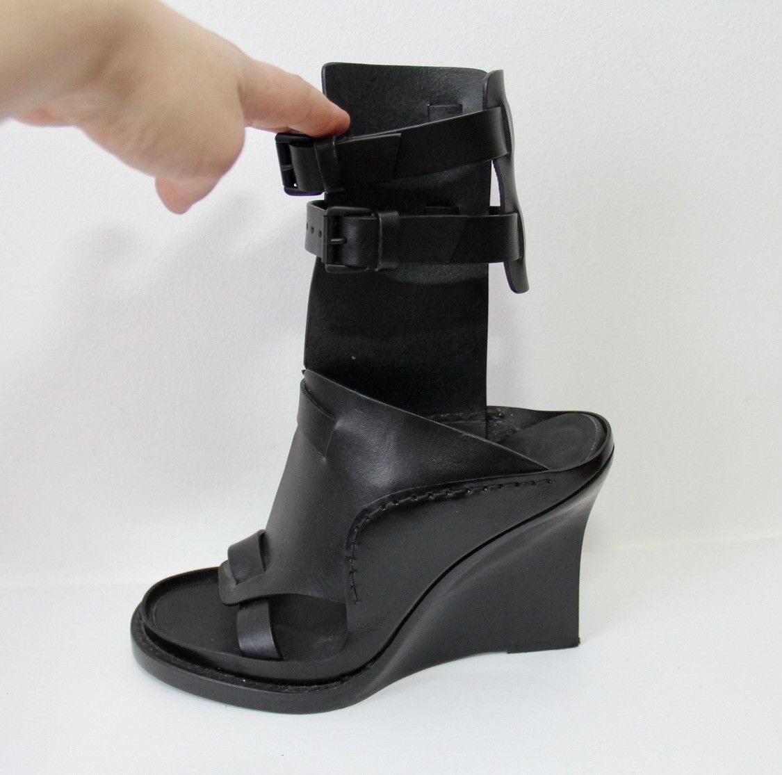 Ann Demeulemeester Black Grecian Buckle Heeled Sandals Size US 6.5 / IT 36.5 - 1 Thumbnail