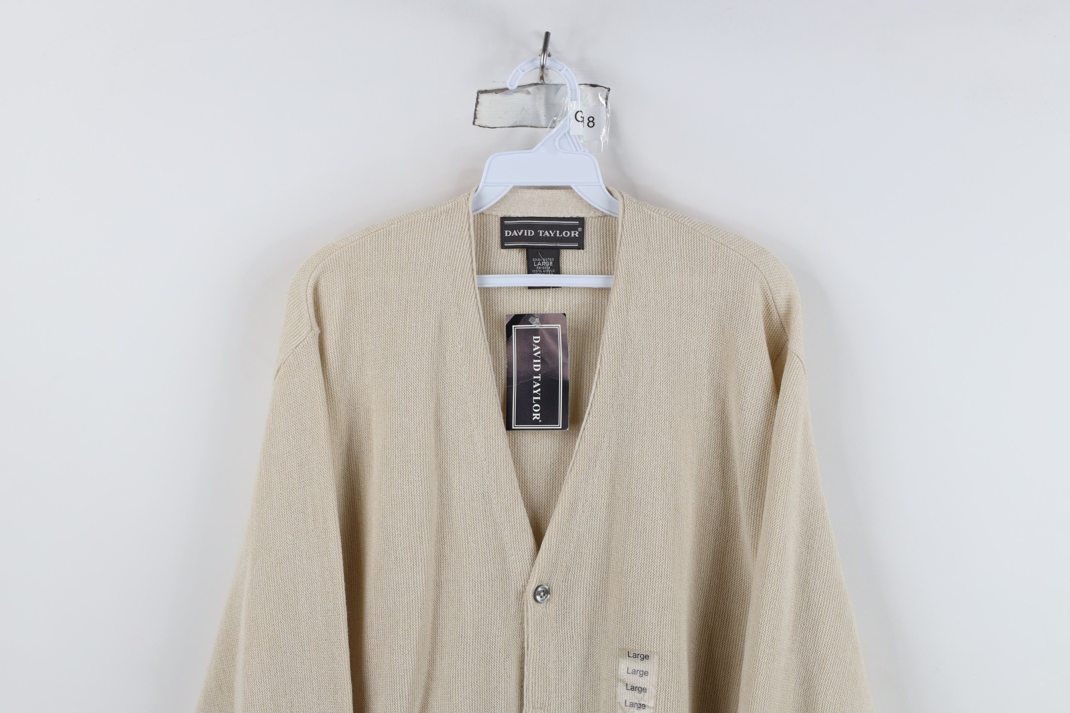 Vintage Deadstock Vintage 90s Streetwear Cardigan Sweater Beige USA Size US L / EU 52-54 / 3 - 2 Thumbnail