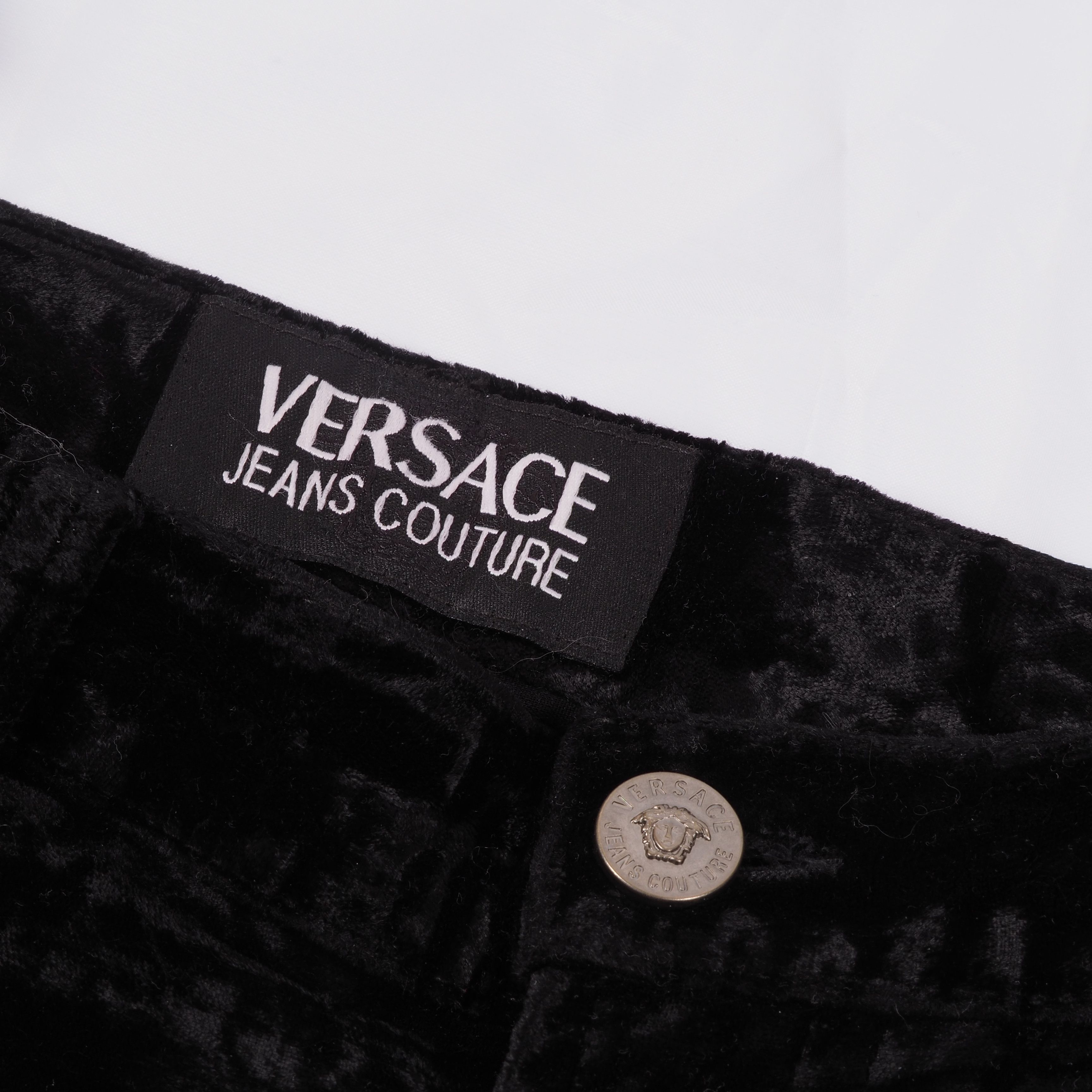 Versace Jeans Couture Versace Jeans Couture Vintage Black Crushed Velvet Pants Size 27" / US 4 / IT 40 - 6 Thumbnail