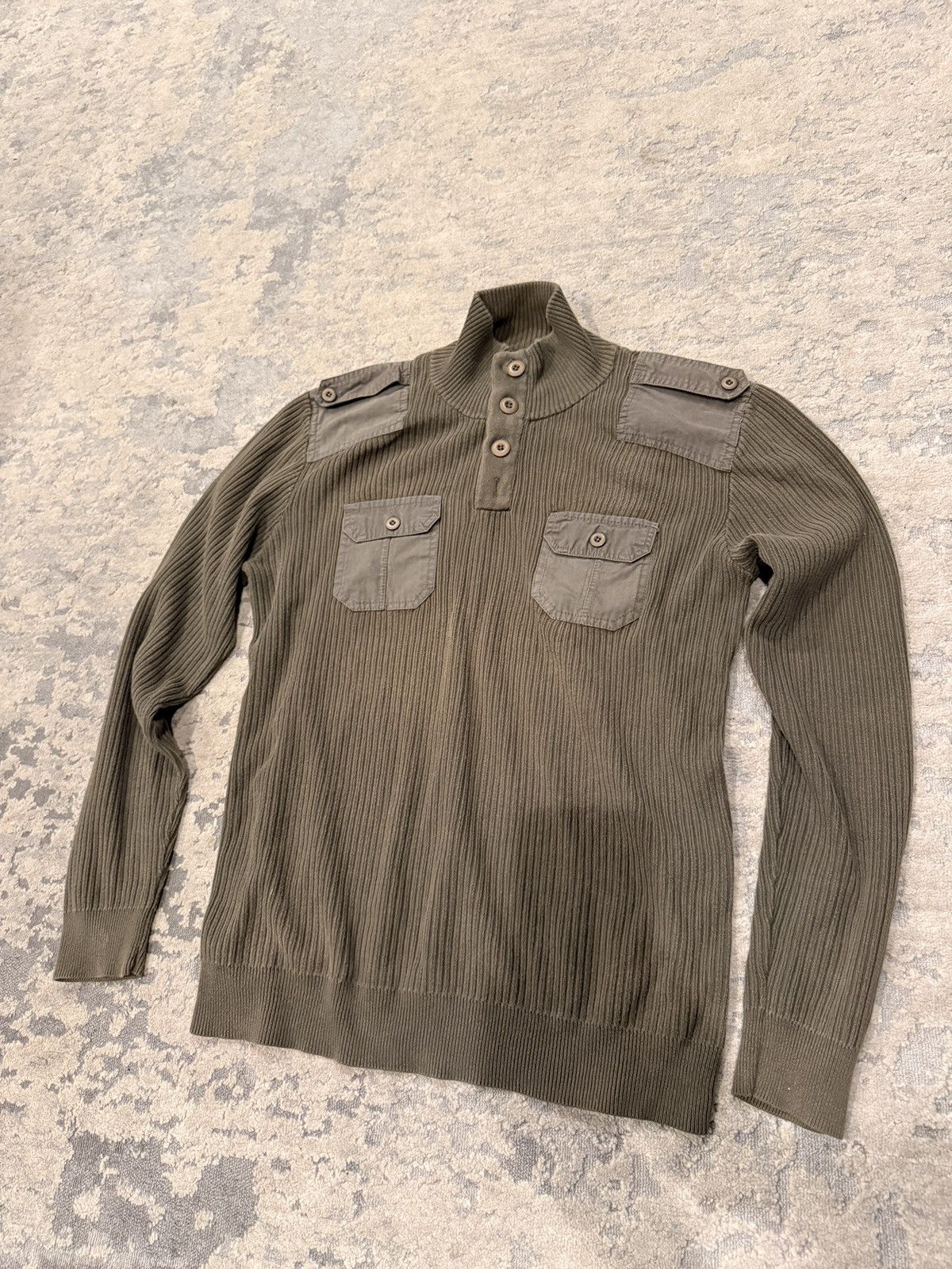 American Rag American Rag Cie Military Style Ribbed Knit Utility Sweater Size US L / EU 52-54 / 3 - 8 Thumbnail