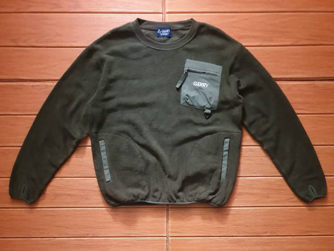 Japanese Brand Gerry green colour hiking single pocket fleece sweatshirt Size US L / EU 52-54 / 3 - 1 Thumbnail