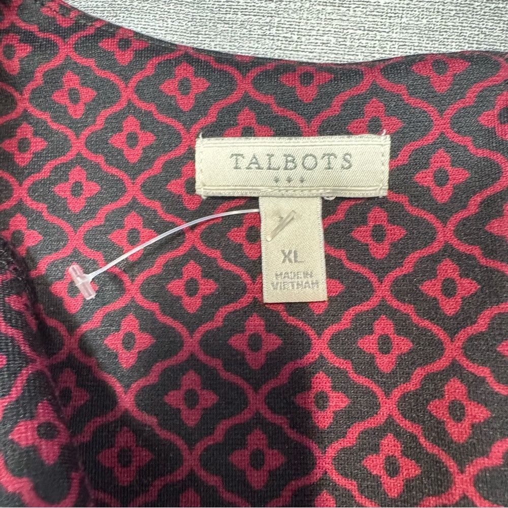 Talbots New Talbots Geometric Print 3/4 Sleeve Burgundy Dress Size Size XL / US 12-14 / IT 48-50 - 7 Thumbnail