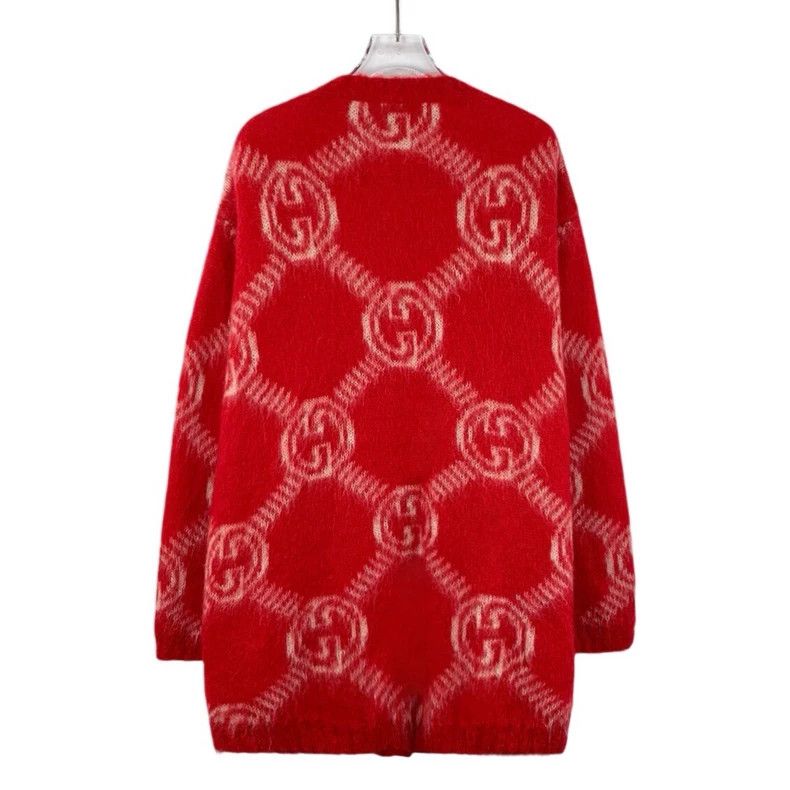 Gucci Gucci Red logo full-printed horsehair round-neck single-br Size L / US 10 / IT 46 - 2 Thumbnail