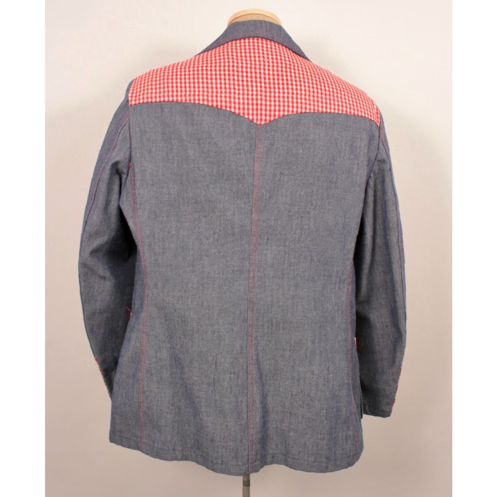 Vintage VINTAGE Campus Denim Blazer Men 70s Size 44 Blue Red Blazer Jacket 31" Long Mens Size US 44 / EU 60 - 2 Thumbnail