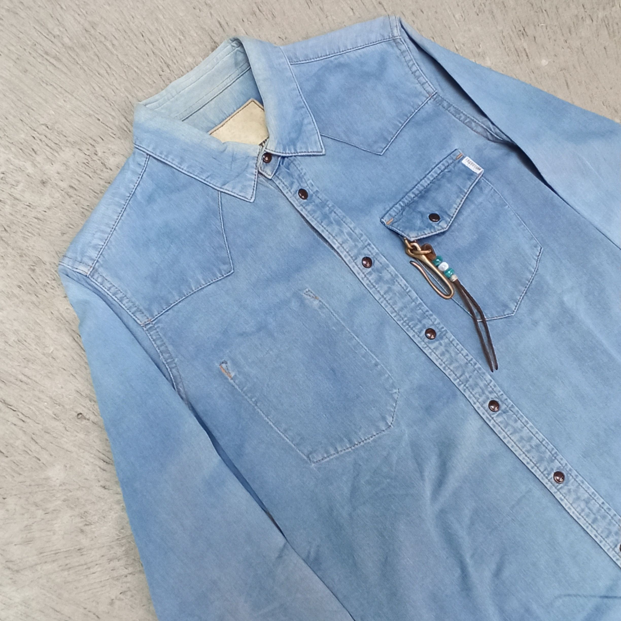 FACTOTUM × Japanese Brand Vintage long sleeve blue jeans shirt Factotum Size M / US 6-8 / IT 42-44 - 3 Thumbnail