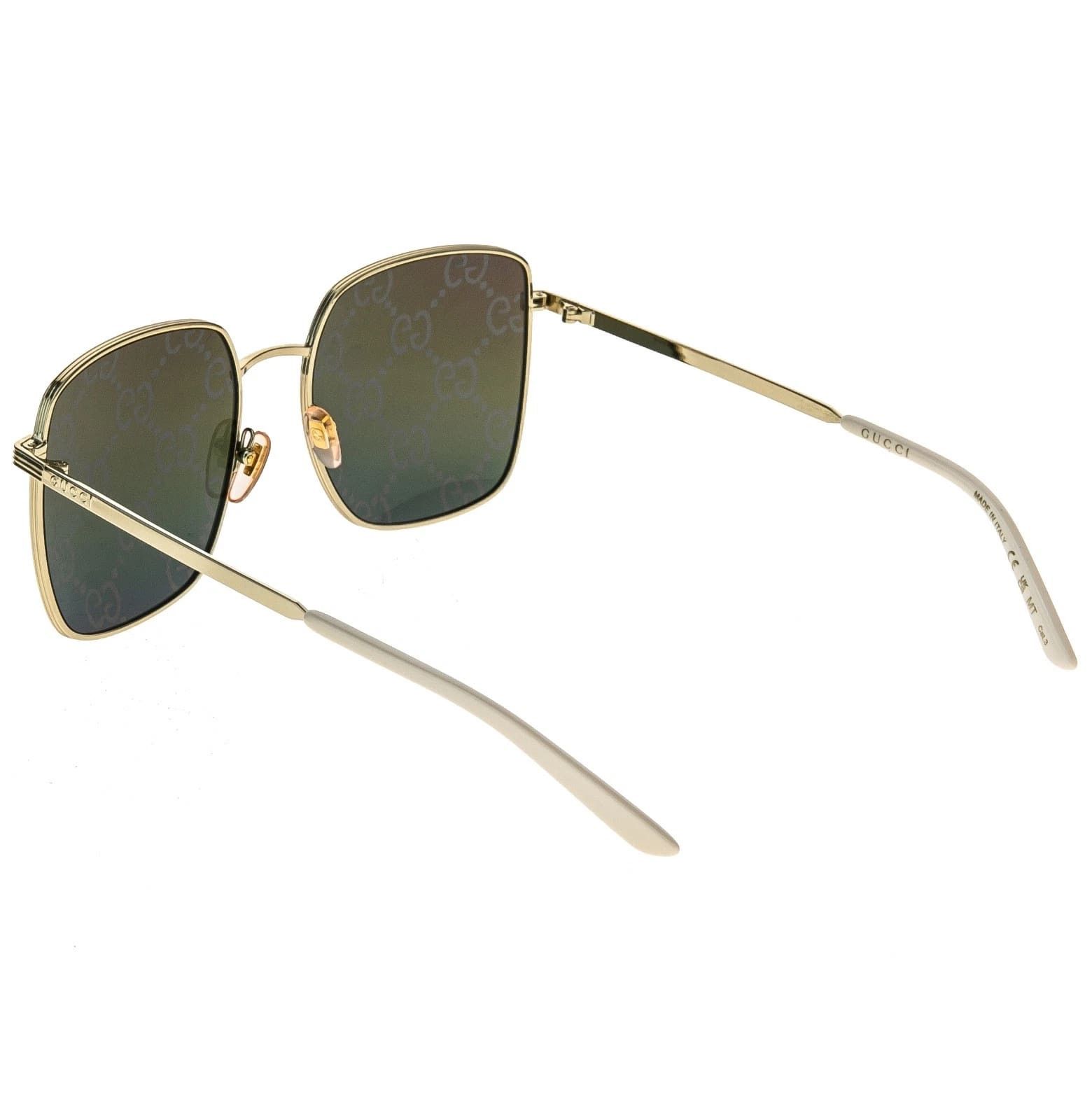 Gucci GUCCI 0802 Gold Blue Rainbow GG Print Gg0802S Sunglasses 004 Size ONE SIZE - 3 Thumbnail