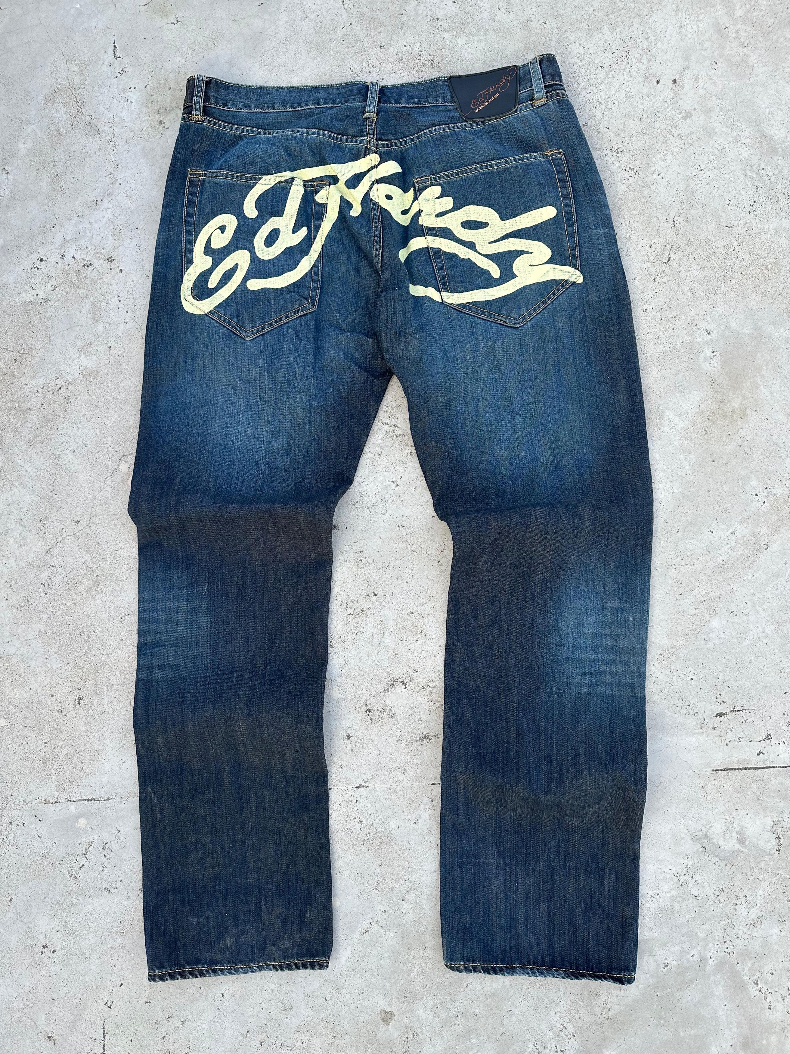 Christian Audigier × Ed Hardy × Vintage VINTAGE ED HARDY BIG LOGO BAGGY Y2K JEANS Size US 38 / EU 54 - 2 Thumbnail