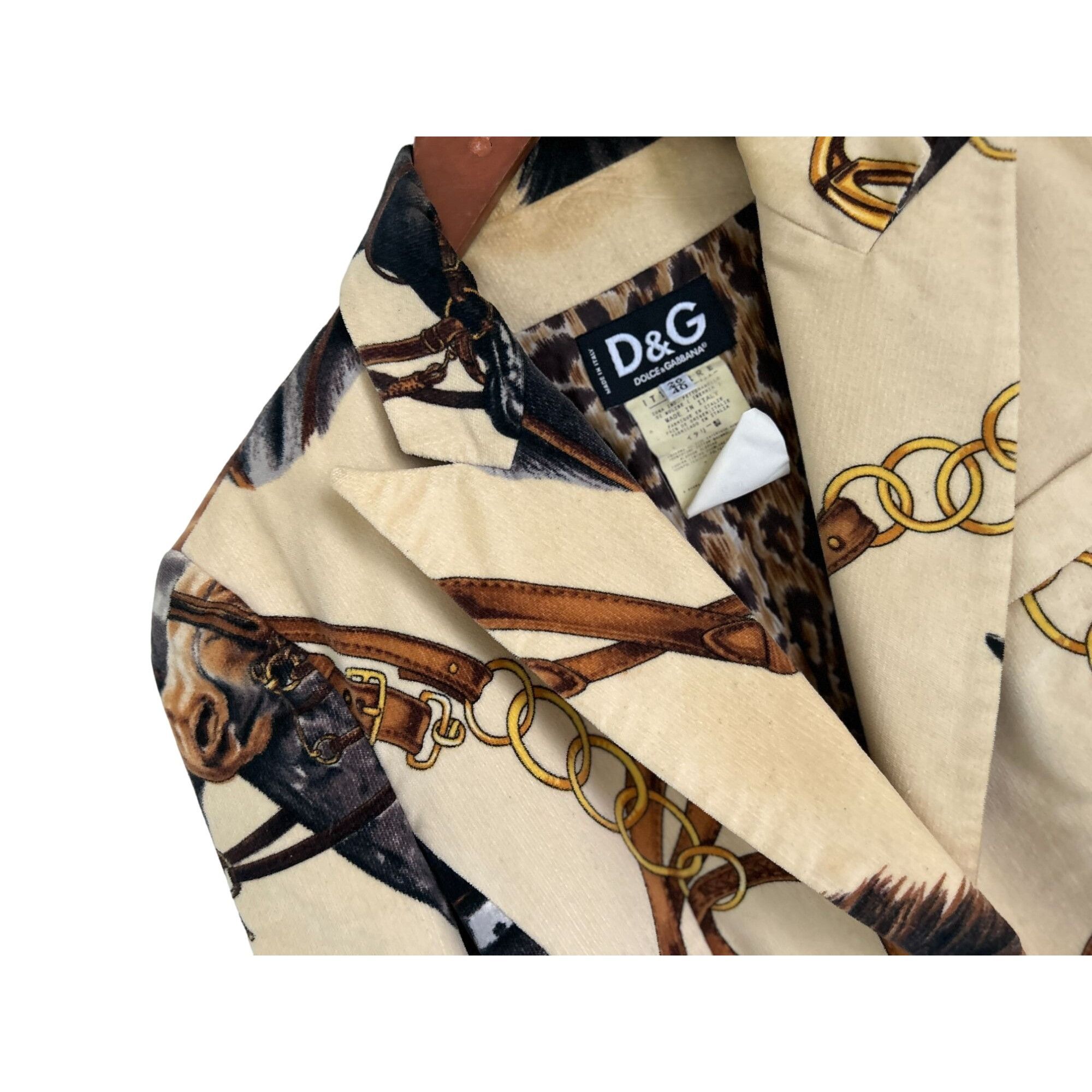 Dolce & Gabbana 1990’s Vtg Dolce & Gabbana Equestrian Blazer Horse Velvet / Size XS / US 0-2 / IT 36-38 - 3 Thumbnail