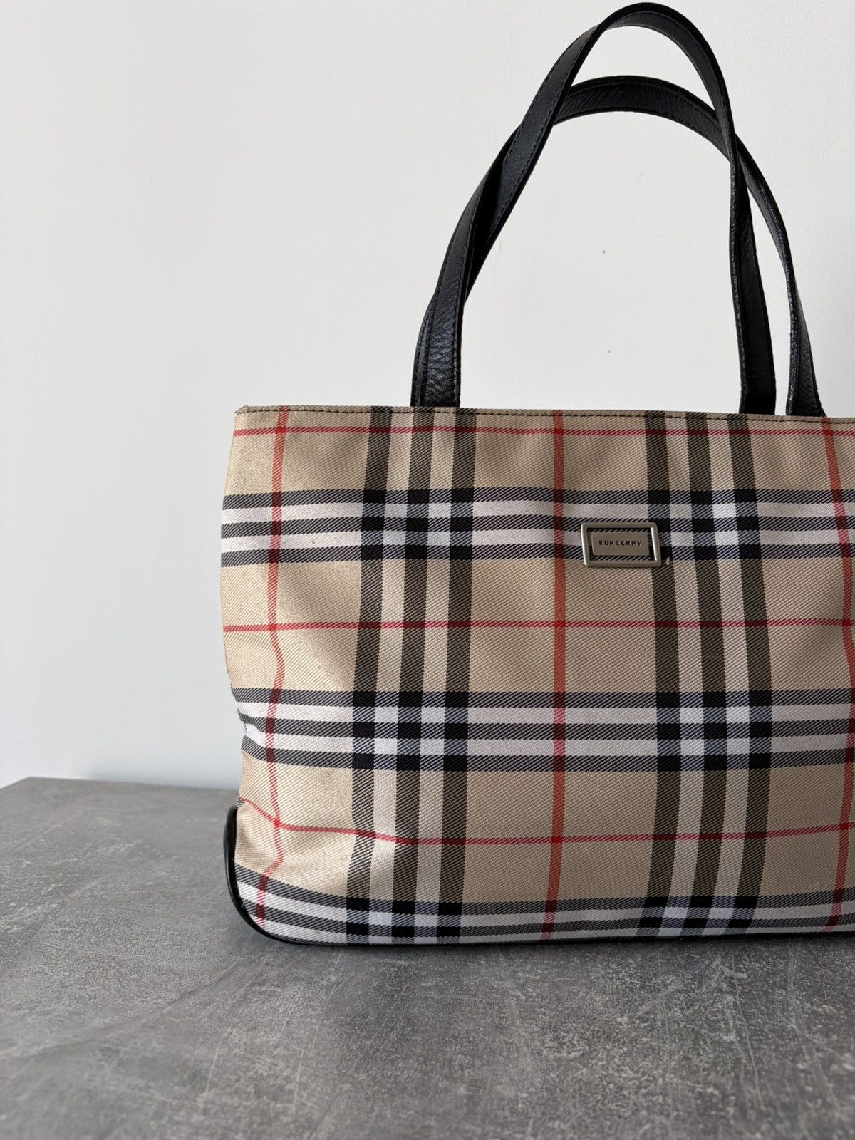 Burberry Rare Burberry Blue Label Tote Nova Check Beige Canvas Bag Size ONE SIZE - 5 Thumbnail