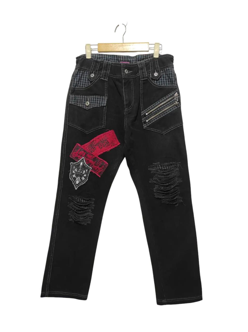 If Six Was Nine Algonquins Punk Multizipper Distressed Jeans Pants Size US 29 - 1 Thumbnail