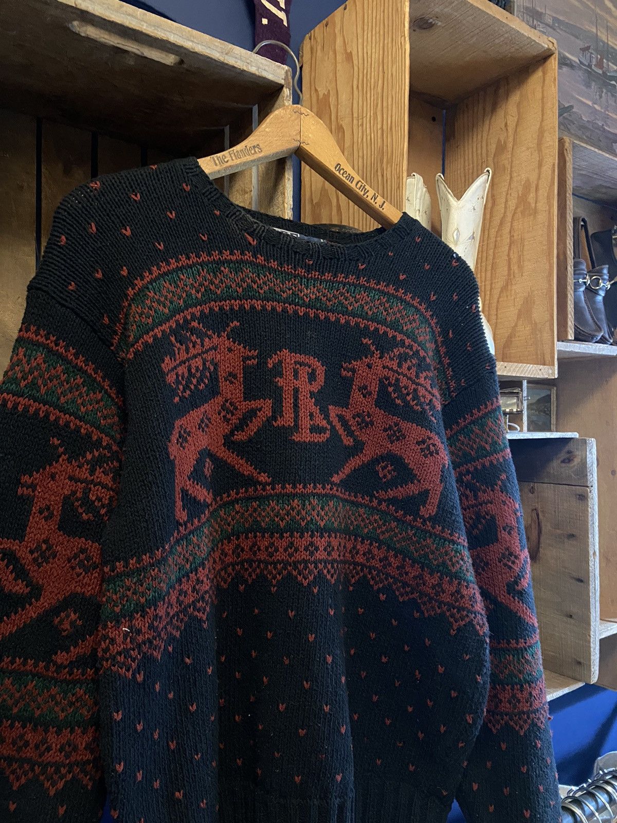 Designer × Polo Ralph Lauren × Vintage Vintage 90s Polo Ralph Lauren Birds Eye Deer Knit Sweater Size US S / EU 44-46 / 1 - 1 Thumbnail