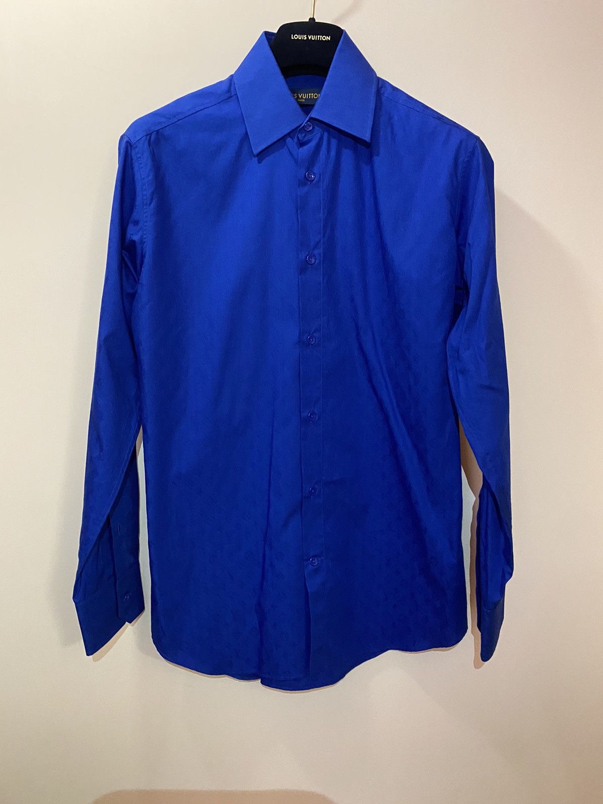 image of Louis Vuitton Blue Monogram Dress Shirt S, Men's (Size Small)