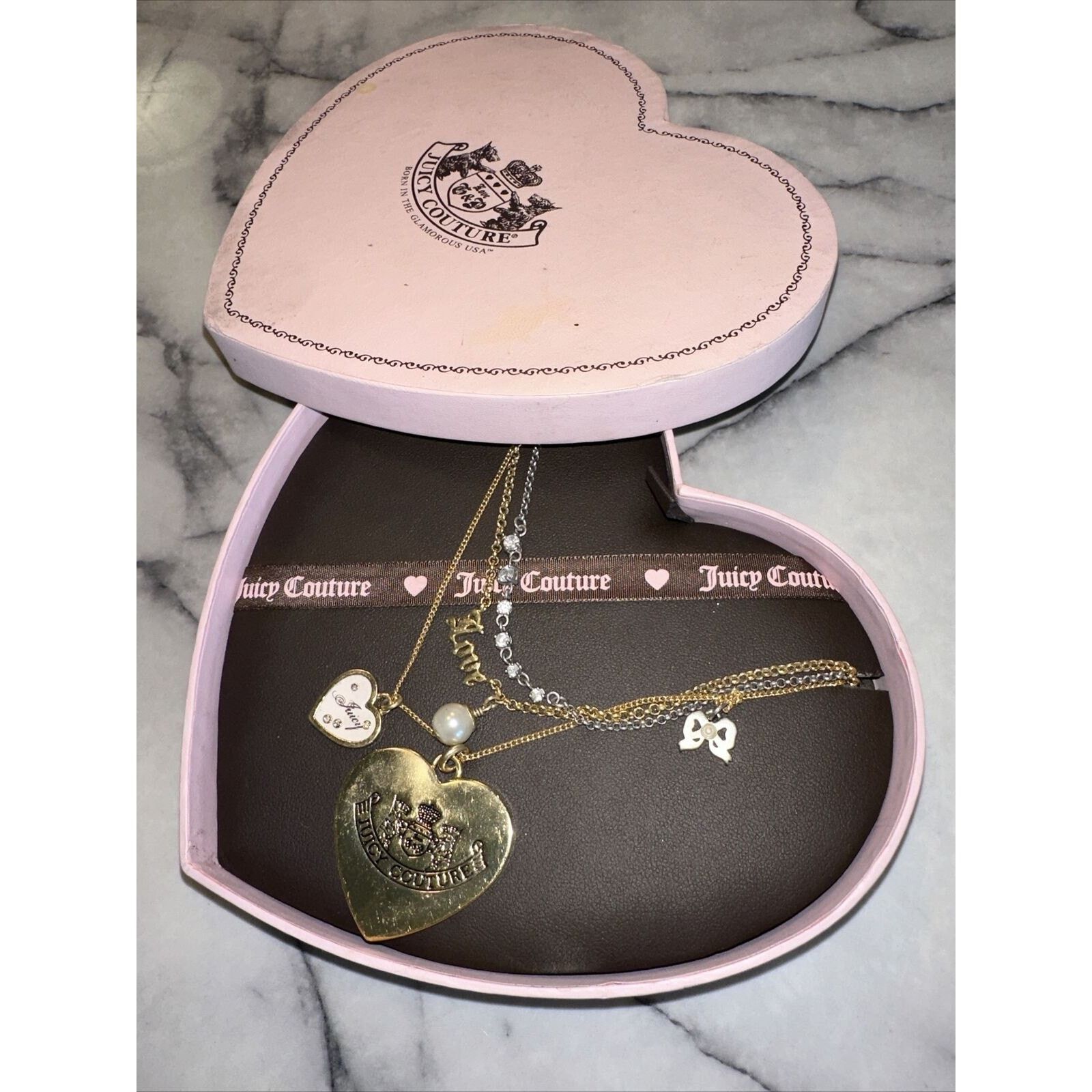Juicy Couture NEW Vntge Y2K Juicy Couture Charm Necklace Gold Silver Heart Grailed