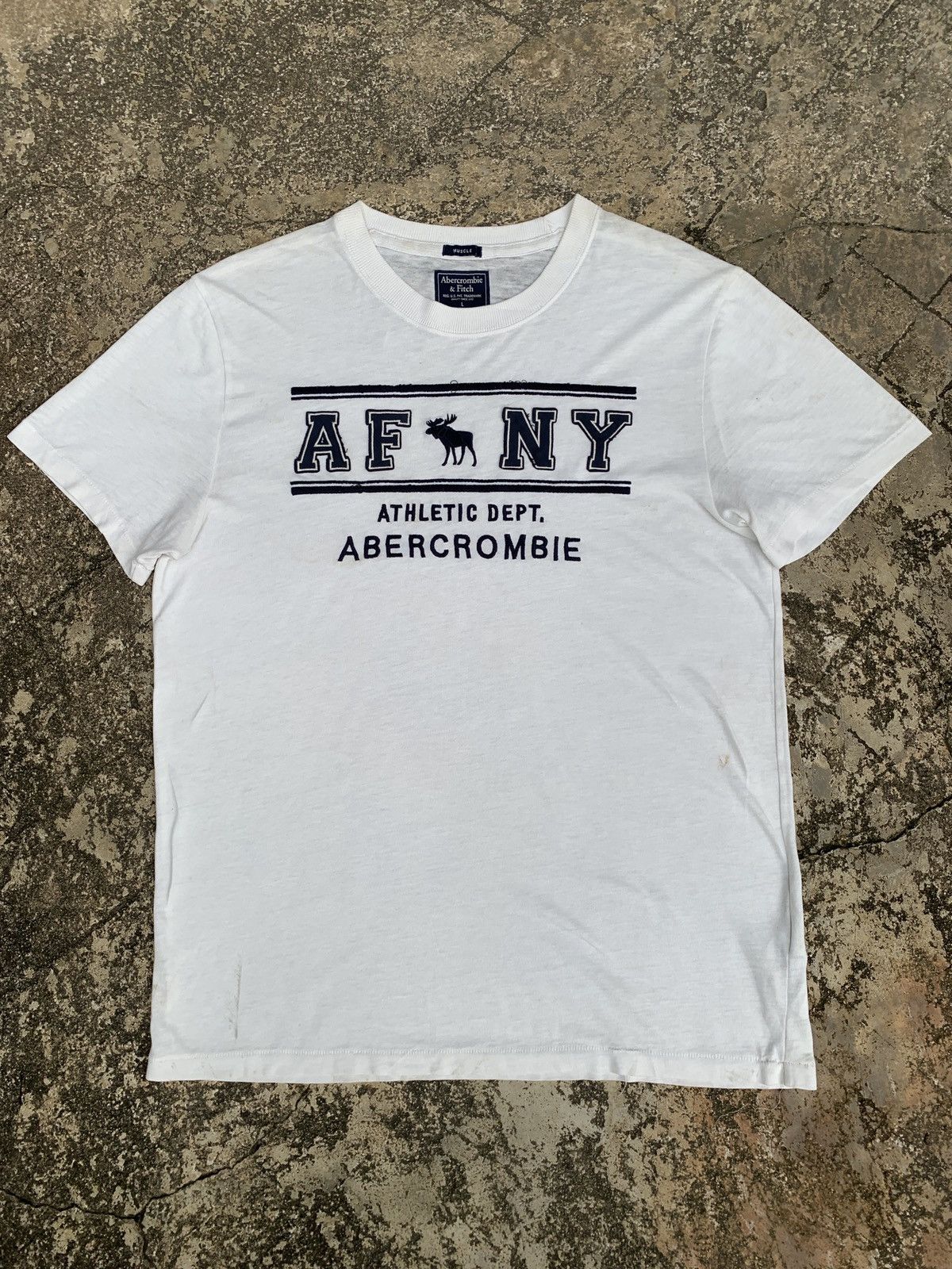 Abercrombie & Fitch × Vintage 2000s abercrombie & fitch Muscle Fit Embroidery Big Logo Tee Size US L / EU 52-54 / 3 - 1 Thumbnail