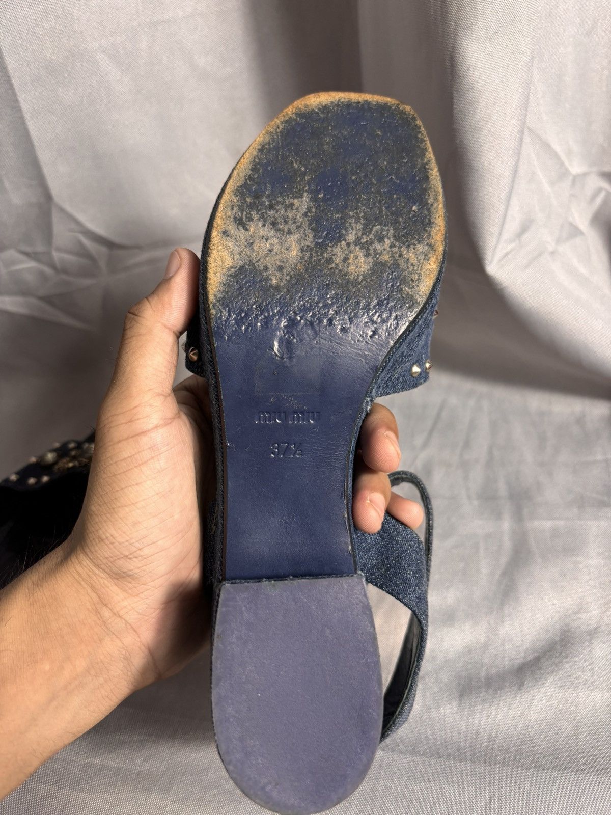 Miu Miu Miu Miu Denim Sandals Size US 7.5 / IT 37.5 - 9 Thumbnail