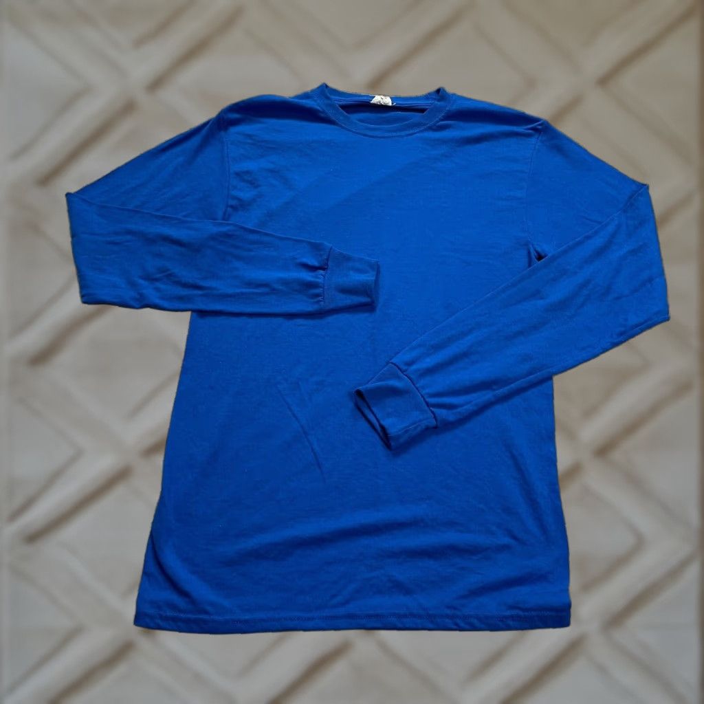 Jerzees Jerzees T-Shirt Unisex Small Blue Cotton Crew Neck Long Sleeve Casual Top Basic Size US S / EU 44-46 / 1 - 1 Thumbnail