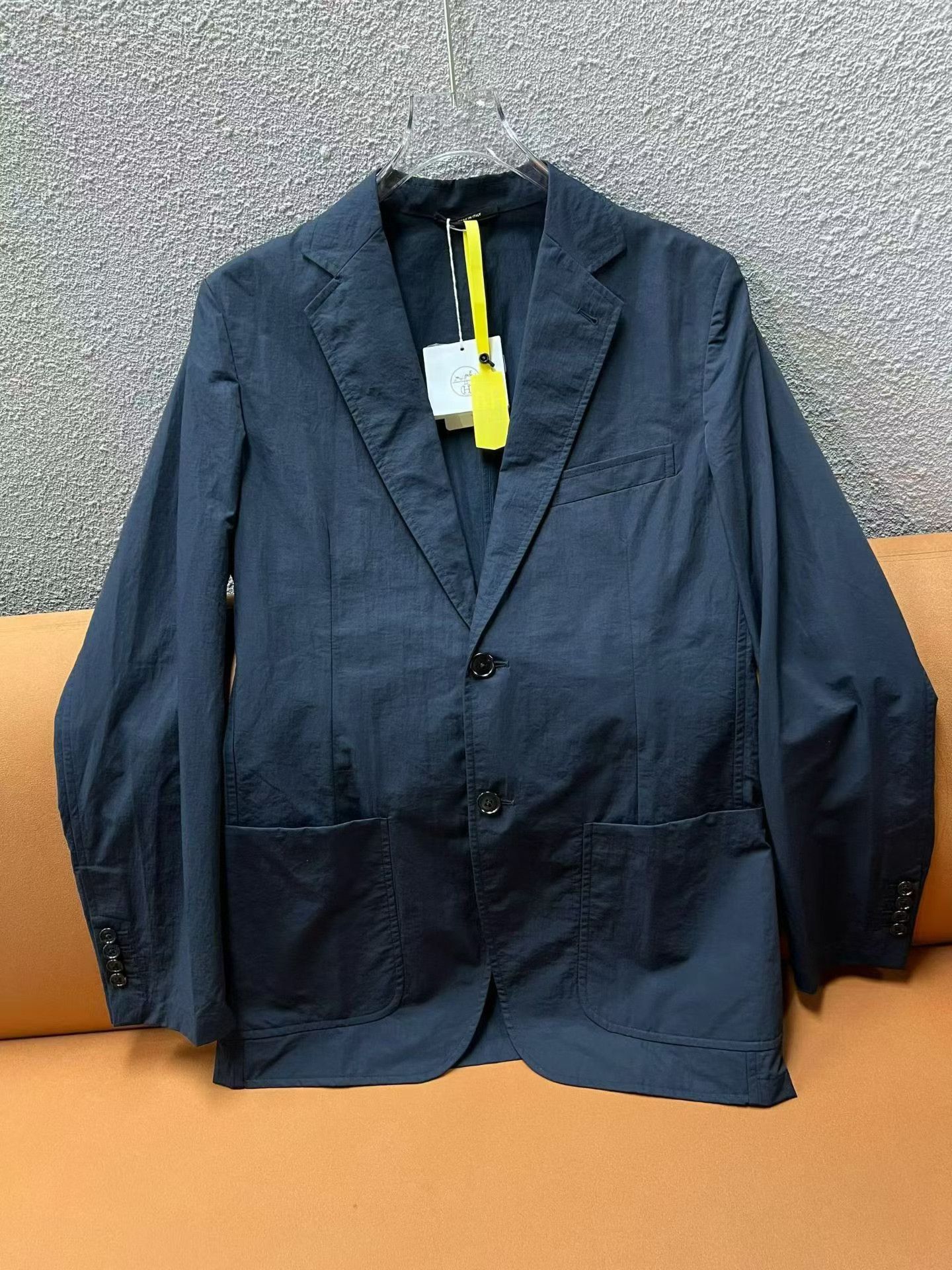 Hermes Hermes Men's Blue Solid Long-Sleeve Suit Jacket Size US S / EU 44-46 / 1 - 1 Thumbnail