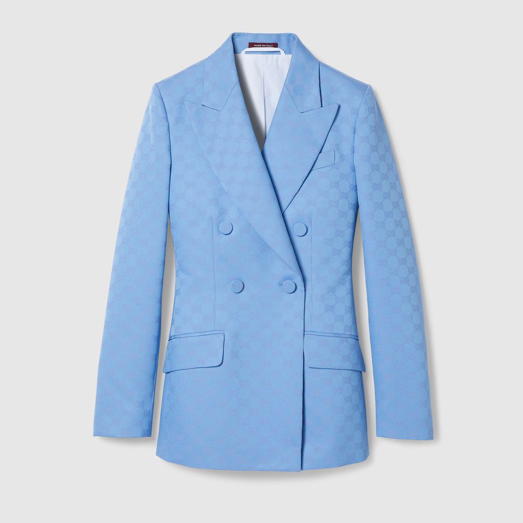 Gucci o1loc1c0226 787674 GG Cotton Gabardine Jacket in Dusty Blue Size XS / US 0-2 / IT 36-38 - 1 Thumbnail