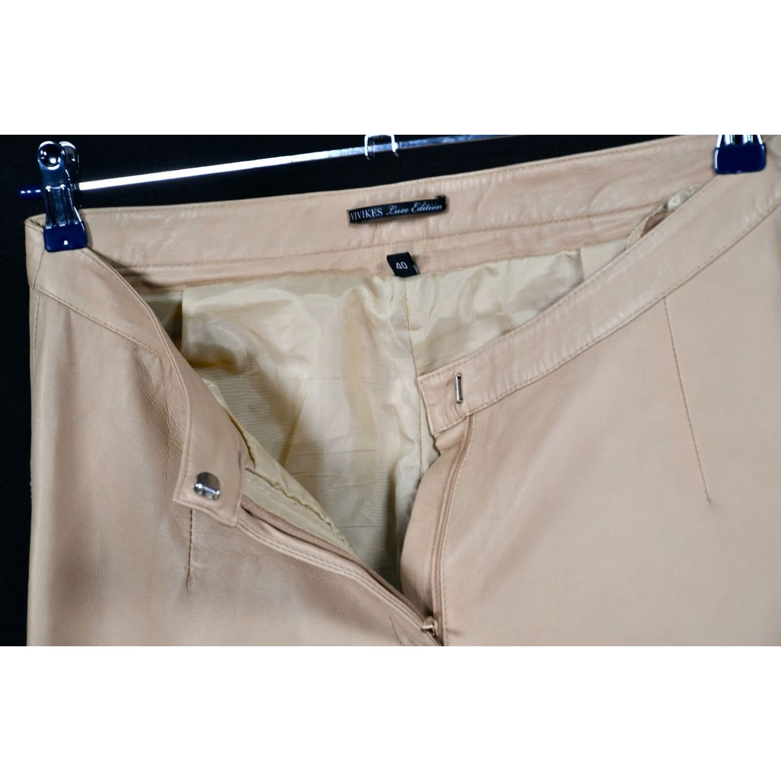 Vintage VIVIKES LUX EDITION PANTS Women's 40 Beige Leather Jeans Comfortable Style Leather Pants 40 Womens Size 27" / US 4 / IT 40 - 7 Thumbnail