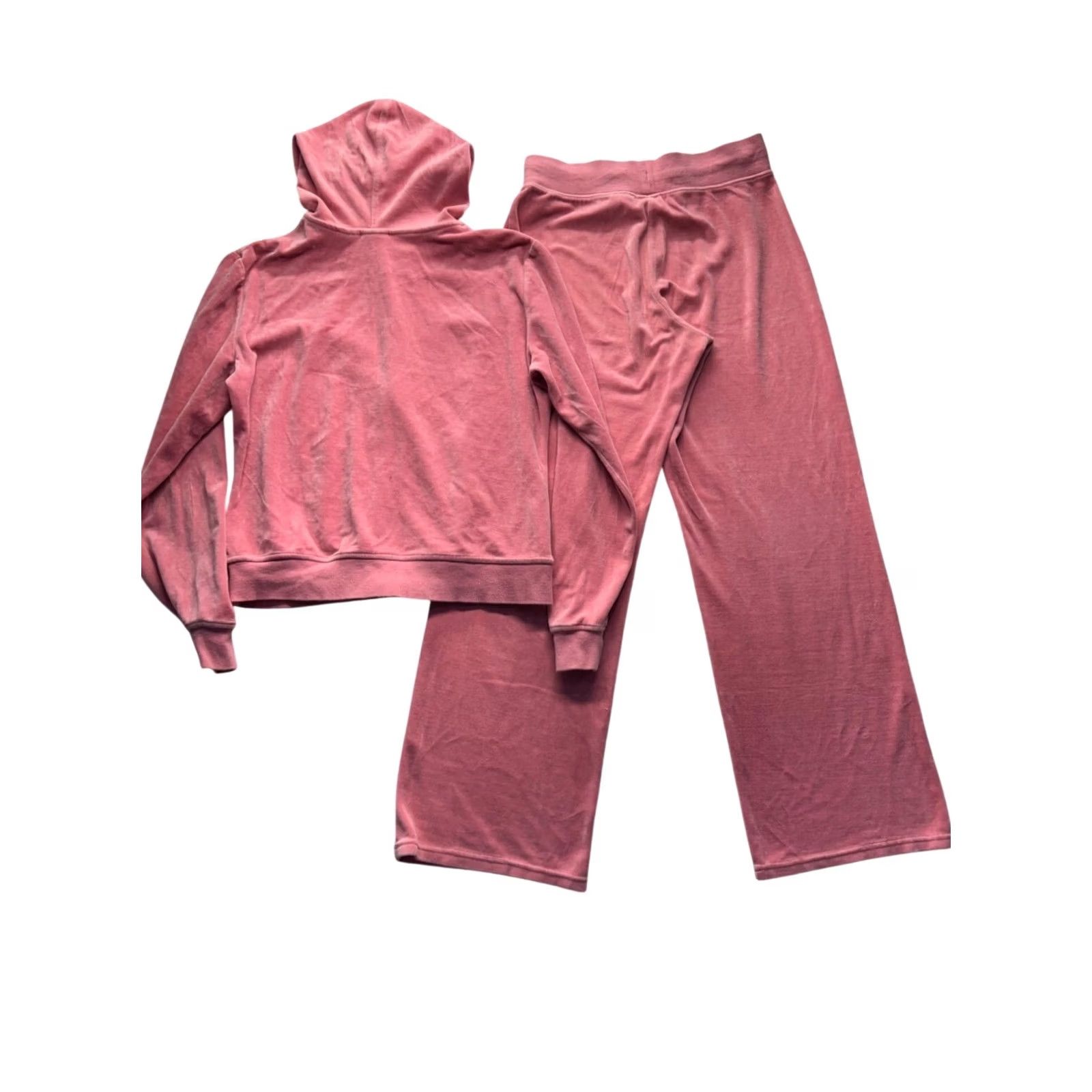 Athletic Works Athletic Works Pink Velour Hoodie & Wide-Leg Pants Set L Unisex Adults Size L / US 10 / IT 46 - 2 Thumbnail