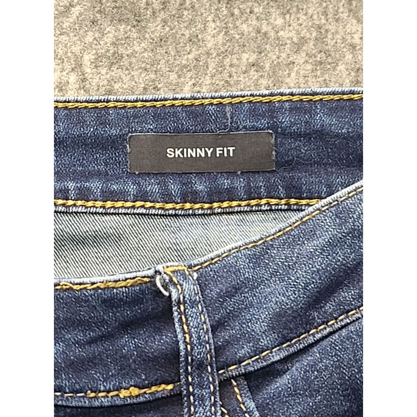 Vintage Judy Blue Jeans Womens 32x27 Distressed High Rise Slim Ankle Stretch Denim Cotton Spandex Button Zip Pocket Blue Jeans Size 24" / US 00 / IT 34 - 3 Thumbnail