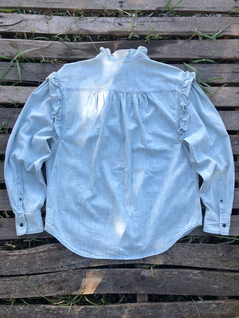Isabel Marant Etoile Isabel Marant Etoile Denim Ruffle Trim Shirts Size L / US 10 / IT 46 - 2 Thumbnail