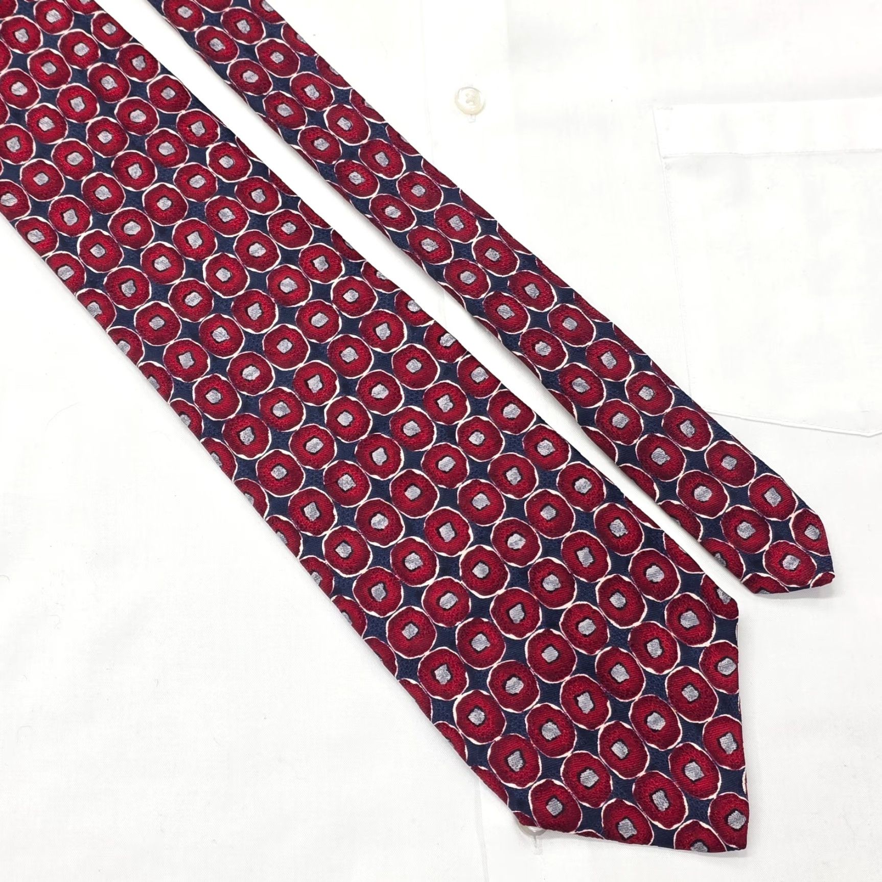 Robert Talbott Robert Talbott Necktie Mens Red Geometric Silk Designer USA Tie Length 59" Width 4" Adjustable Office Business Mens Silk Geometric Tie Size ONE SIZE - 2 Thumbnail