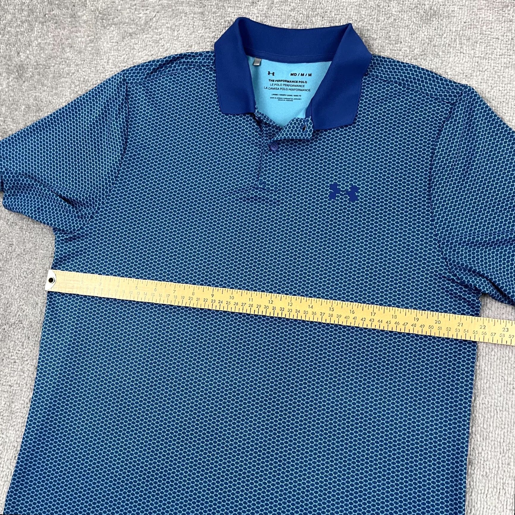 Under Armour Under Armour Polo Shirt Mens Medium Blue Honeycomb Print Golf Activewear Short Sleeve Regular Fit Size US M / EU 48-50 / 2 - 7 Thumbnail