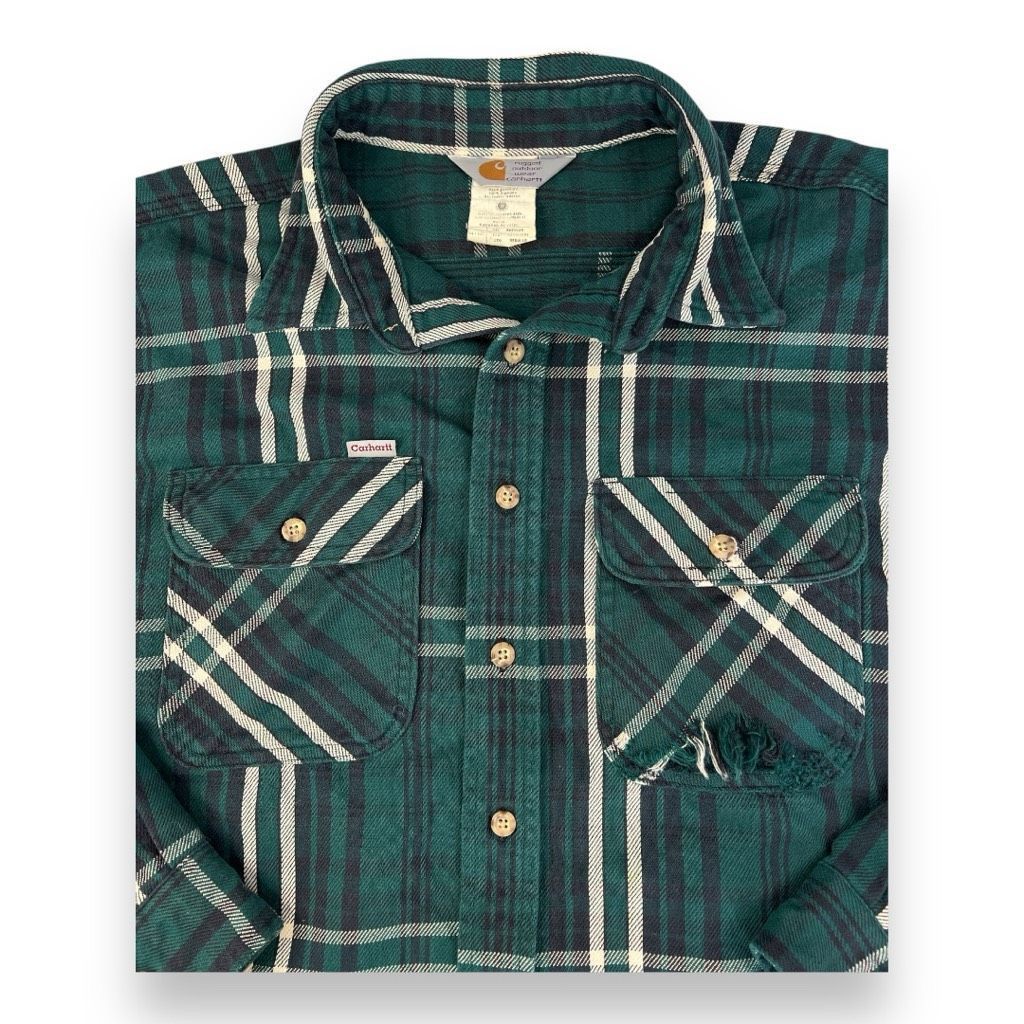 Carhartt Vintage Carhartt 100% Cotton Green Blue Flannel Outdoor Wear Size US XXL / EU 58 / 5 - 3 Thumbnail