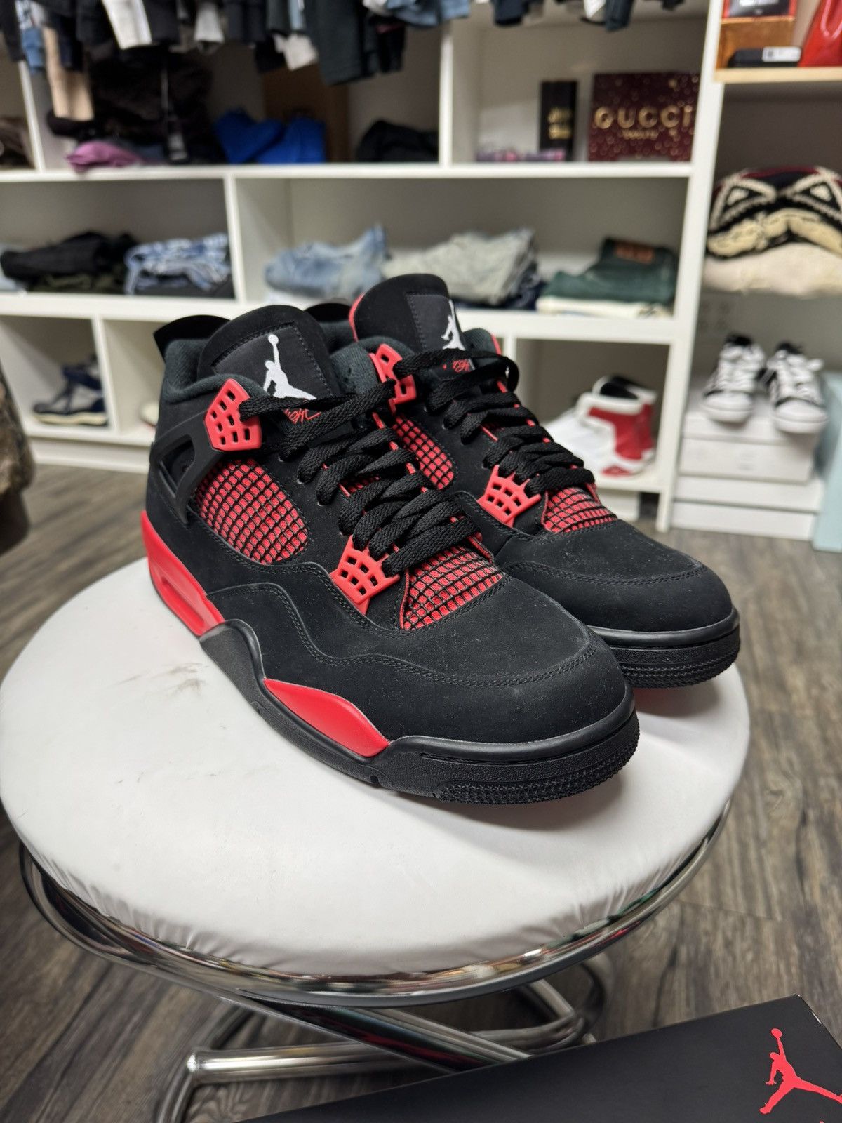 Jordan Brand NIKE AIR JORDAN 4 RED THUNDER Size US 12 / EU 45 - 4 Thumbnail