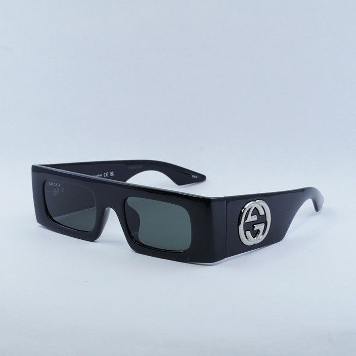 Gucci Gucci GG1646S 001 Sunglasses Black Rectangle Frame, Grey Size ONE SIZE - 1 Thumbnail