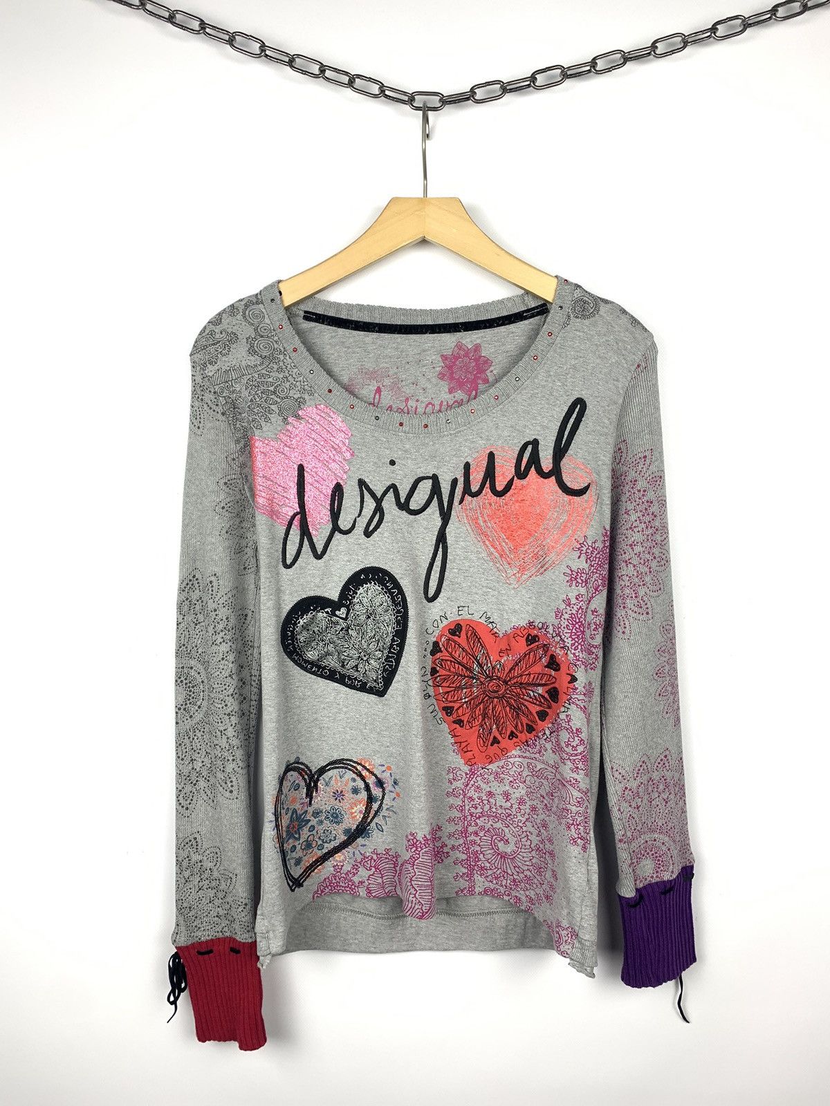 Desigual Vintage Y2K Desigual Love Heart Sweater Size L Avant Garde Size L / US 10 / IT 46 - 1 Thumbnail