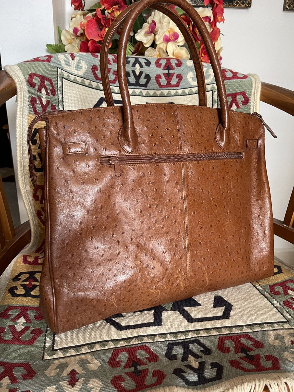Handmade × Japanese Brand OSTRICH LEATHER BIRKIN PATINA BAG Size ONE SIZE - 5 Thumbnail