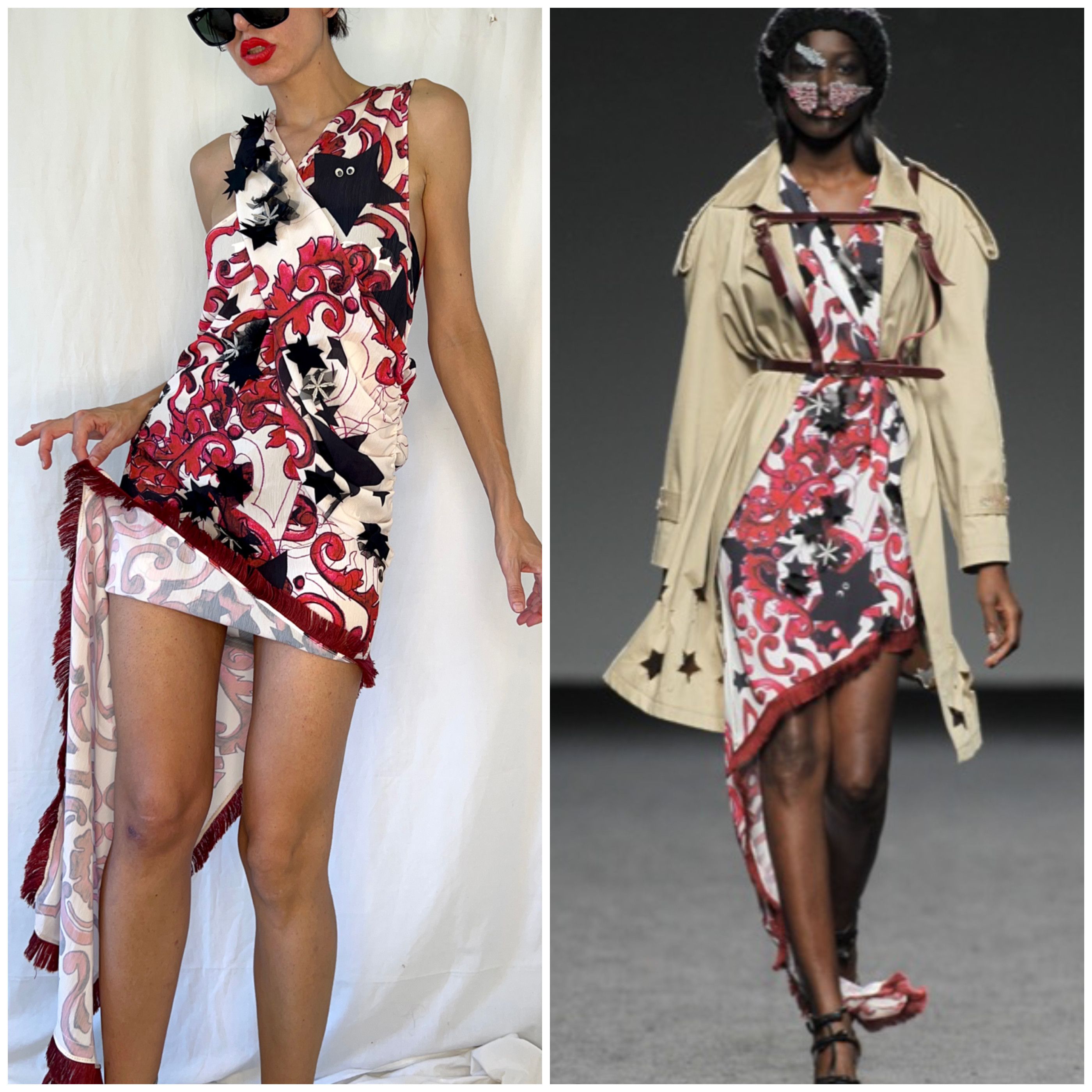 Designer Handmade designer stars asymmetrical draped dress Size M / US 6-8 / IT 42-44 - 10 Thumbnail