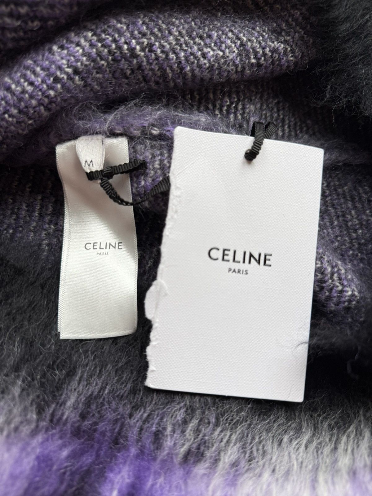 Celine $1.4k FW22 Celine argyle mohair blend fuzzy sweater M Hedi Size US M / EU 48-50 / 2 - 11 Thumbnail