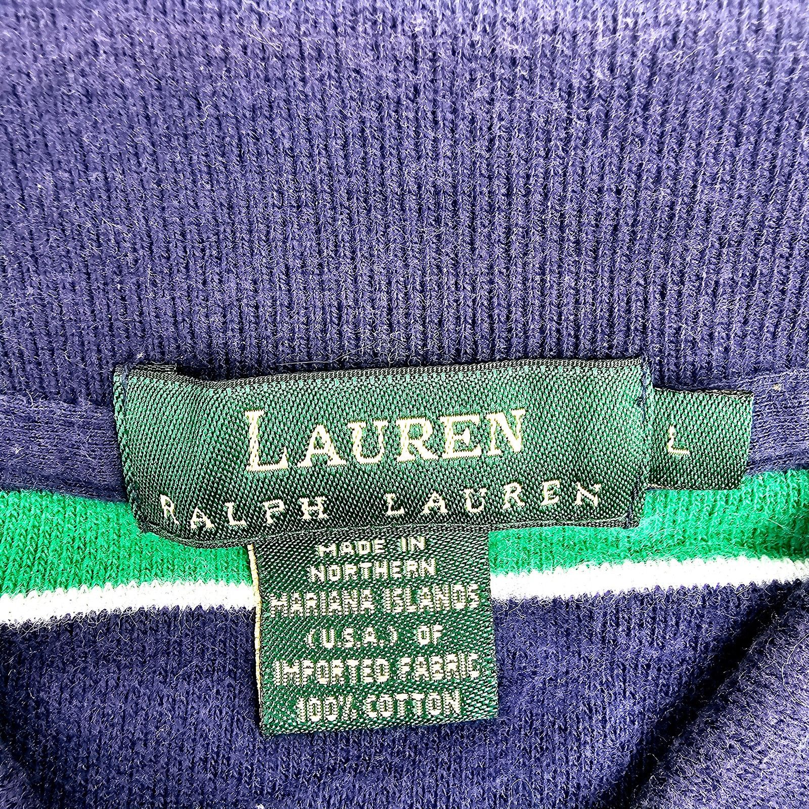 Polo Ralph Lauren Vintage Polo Ralph Lauren Green Navy Striped Polo Shirt L Size US L / EU 52-54 / 3 - 3 Thumbnail
