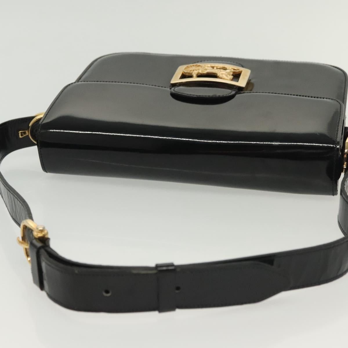 Celine CELINE Horse Carriage Shoulder Bag Patent Leather Black Gold Size ONE SIZE - 7 Thumbnail