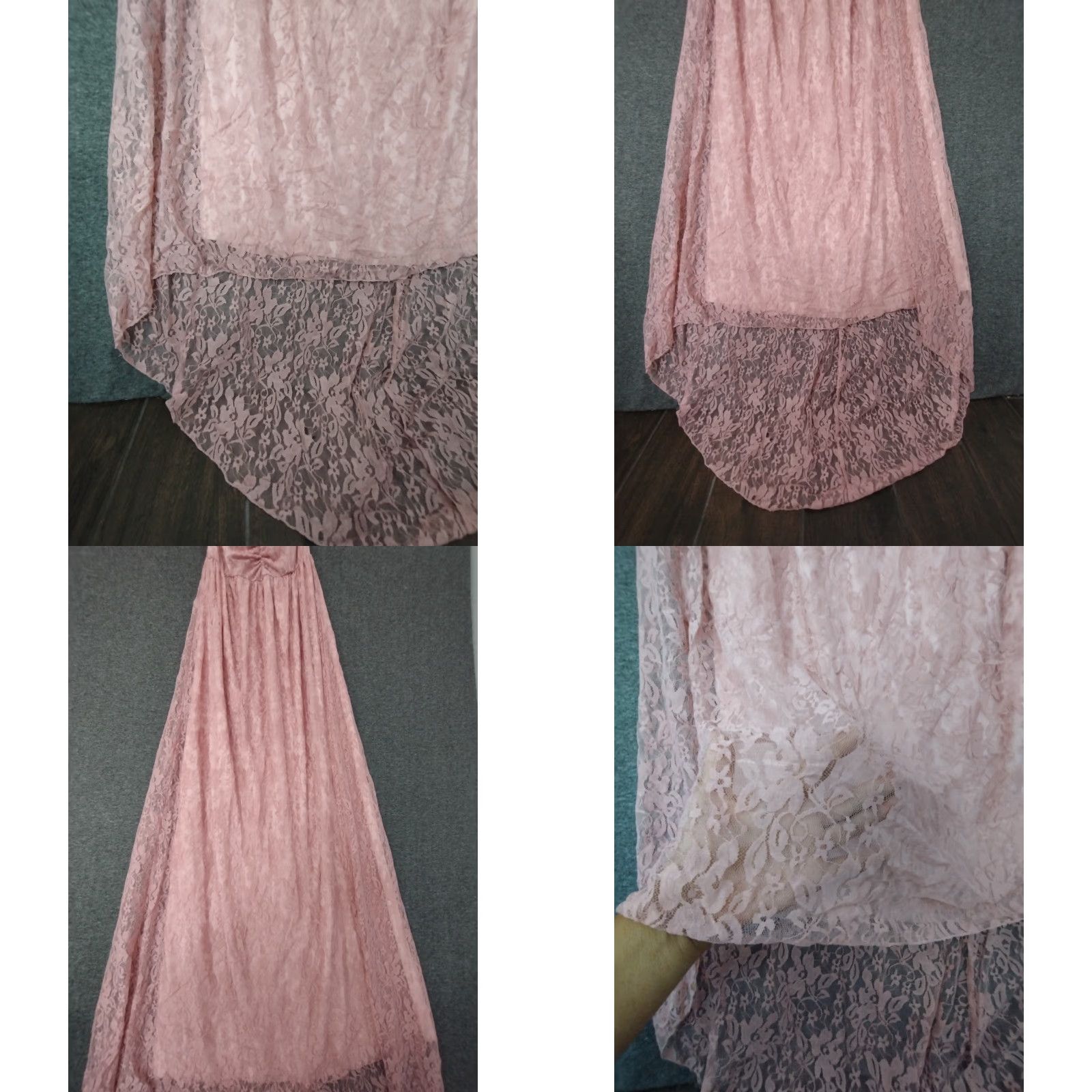 Pinko Pink Mauve Lacy Lined Flutter Short Sleeve Billowy Gown Dress Women's Size S Size 28" / US 6 / IT 42 - 8 Thumbnail