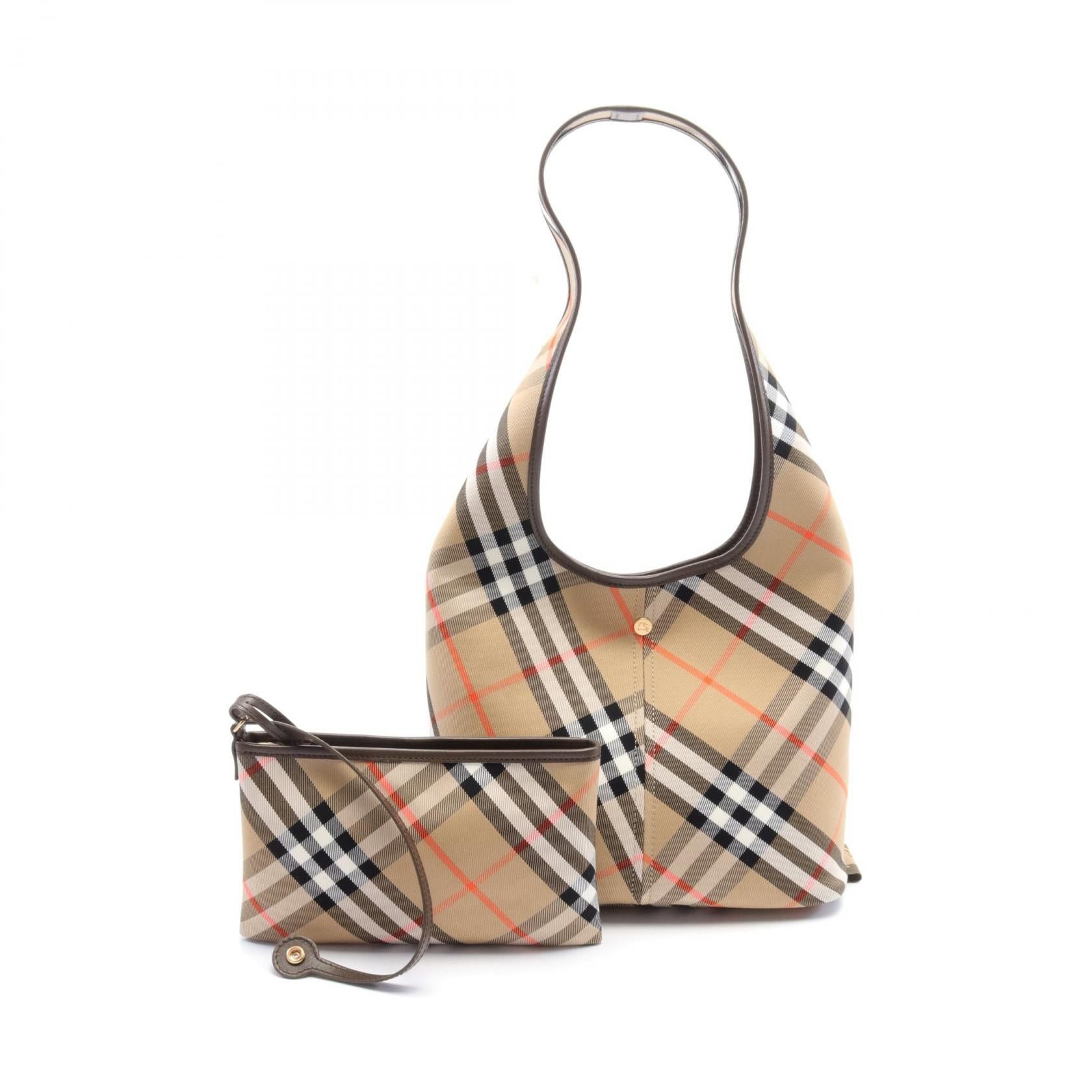Burberry Burberry Shoulder Bag Canvas Leather Beige Brown Multicolor Size ONE SIZE - 1 Thumbnail